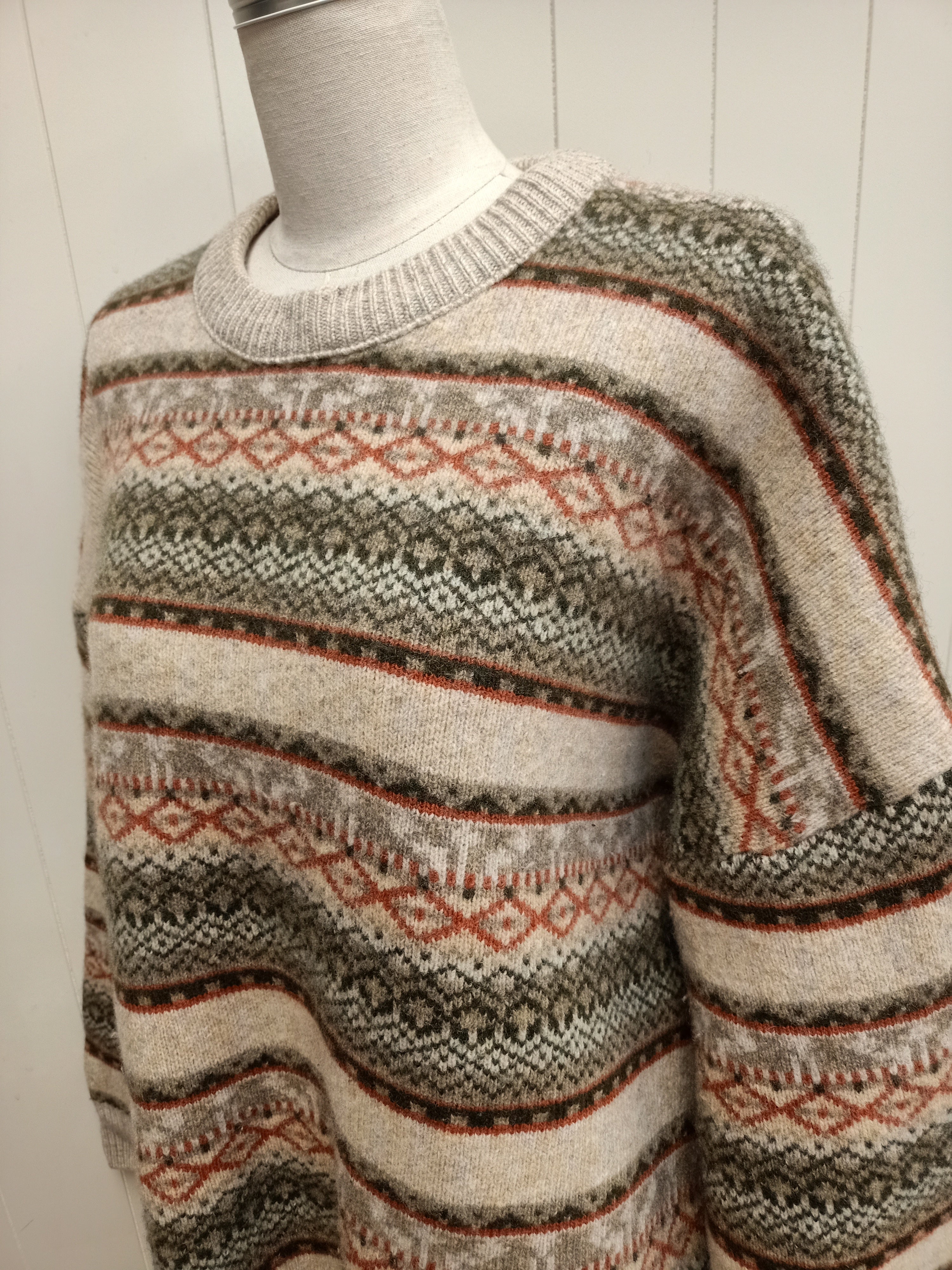 Vintage Mens Nordic Knit Pullover Sweater