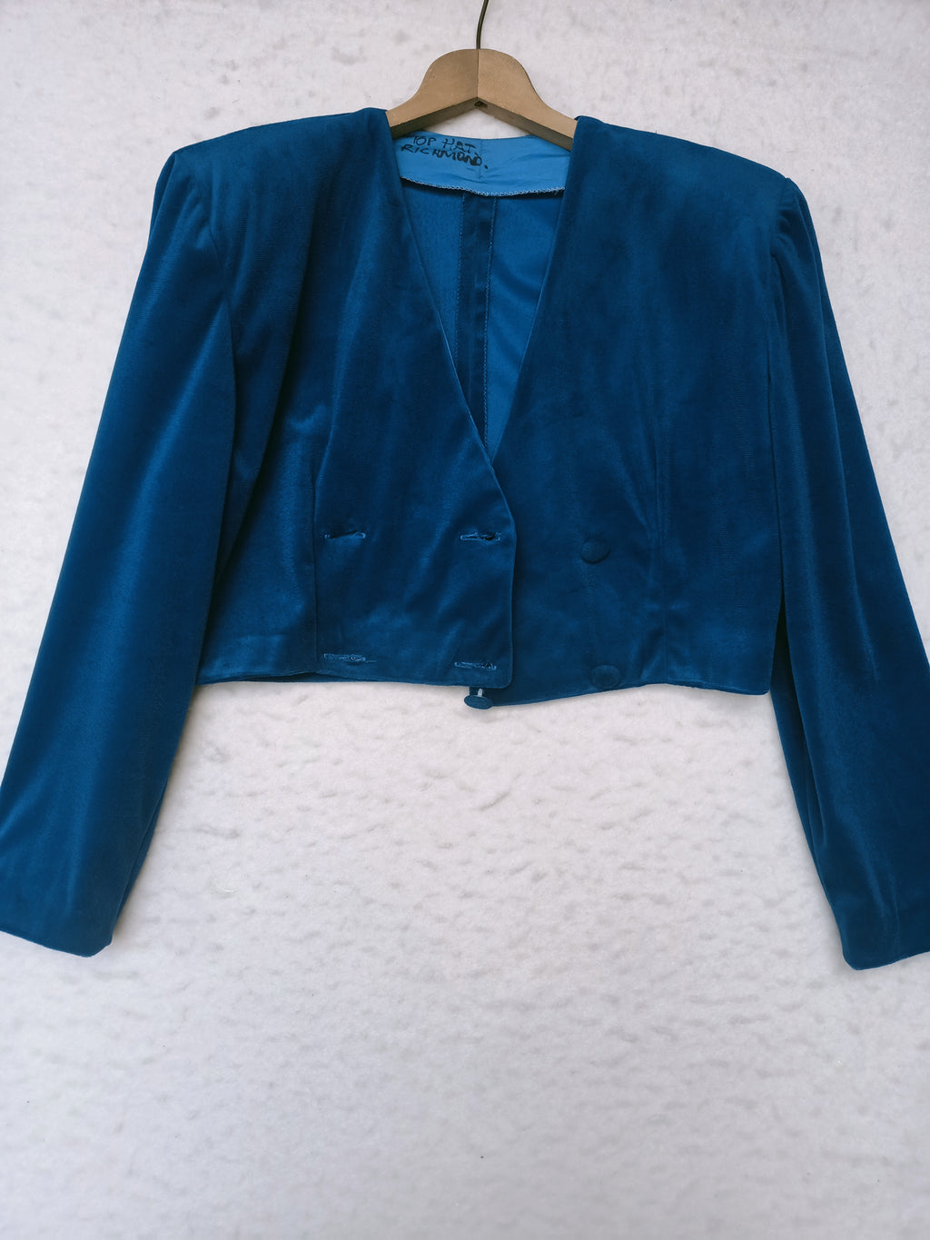 Vintage Blue Cropped Velvet Jacket