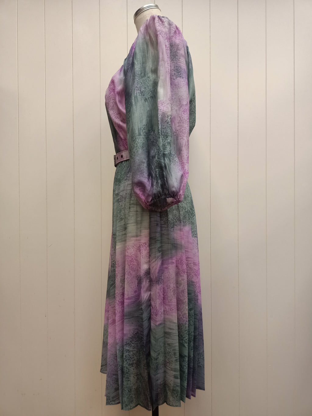 Vintage Green & Purple Peasant Dress