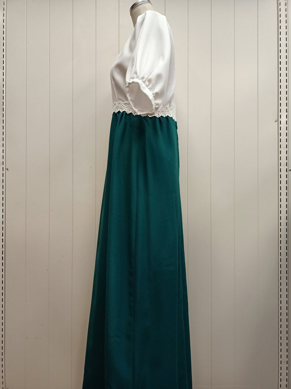 Vintage White & Green Maxi Dress