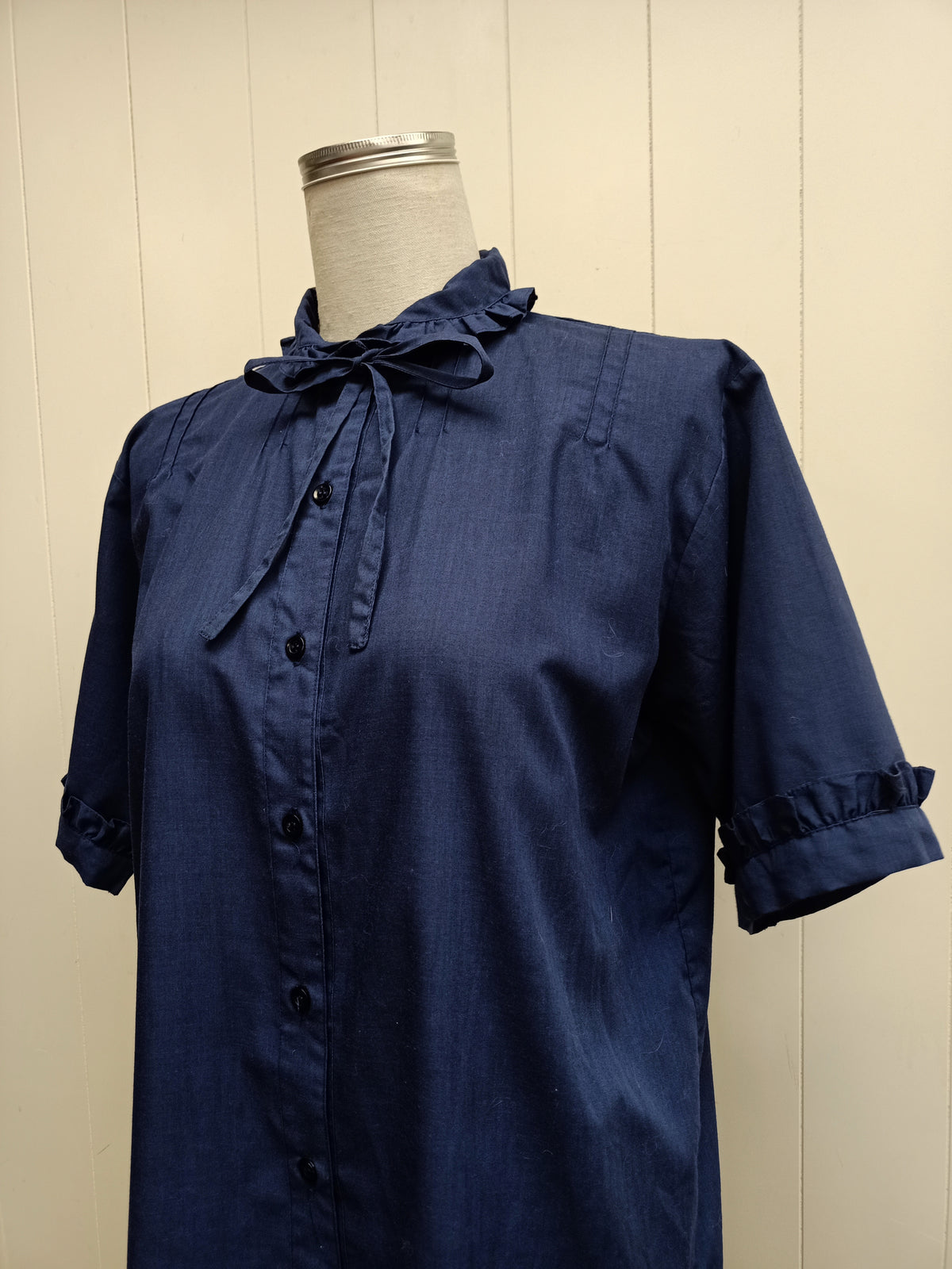 Retro Kokila Navy Ruffle Shirt