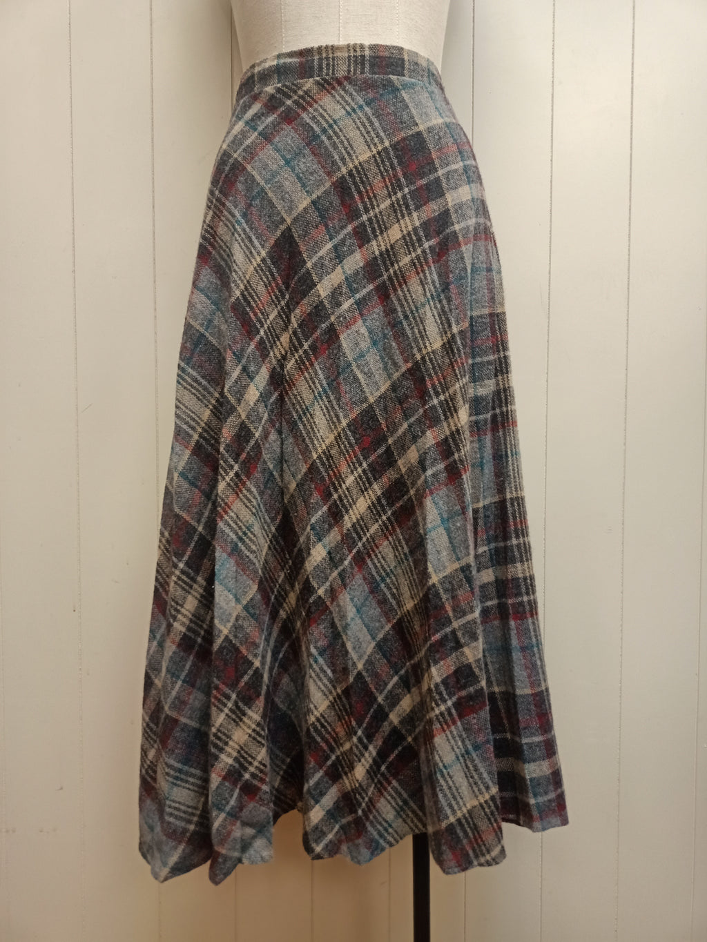Vintage Blue & Red Plaid Skirt