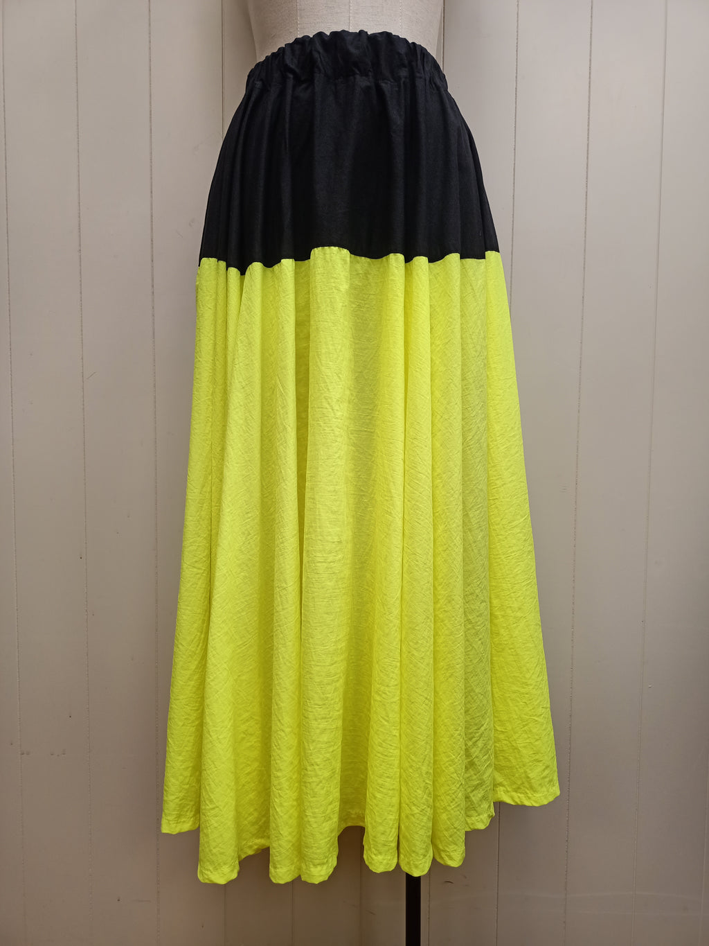 Vintage Black & Neon Green Skirt