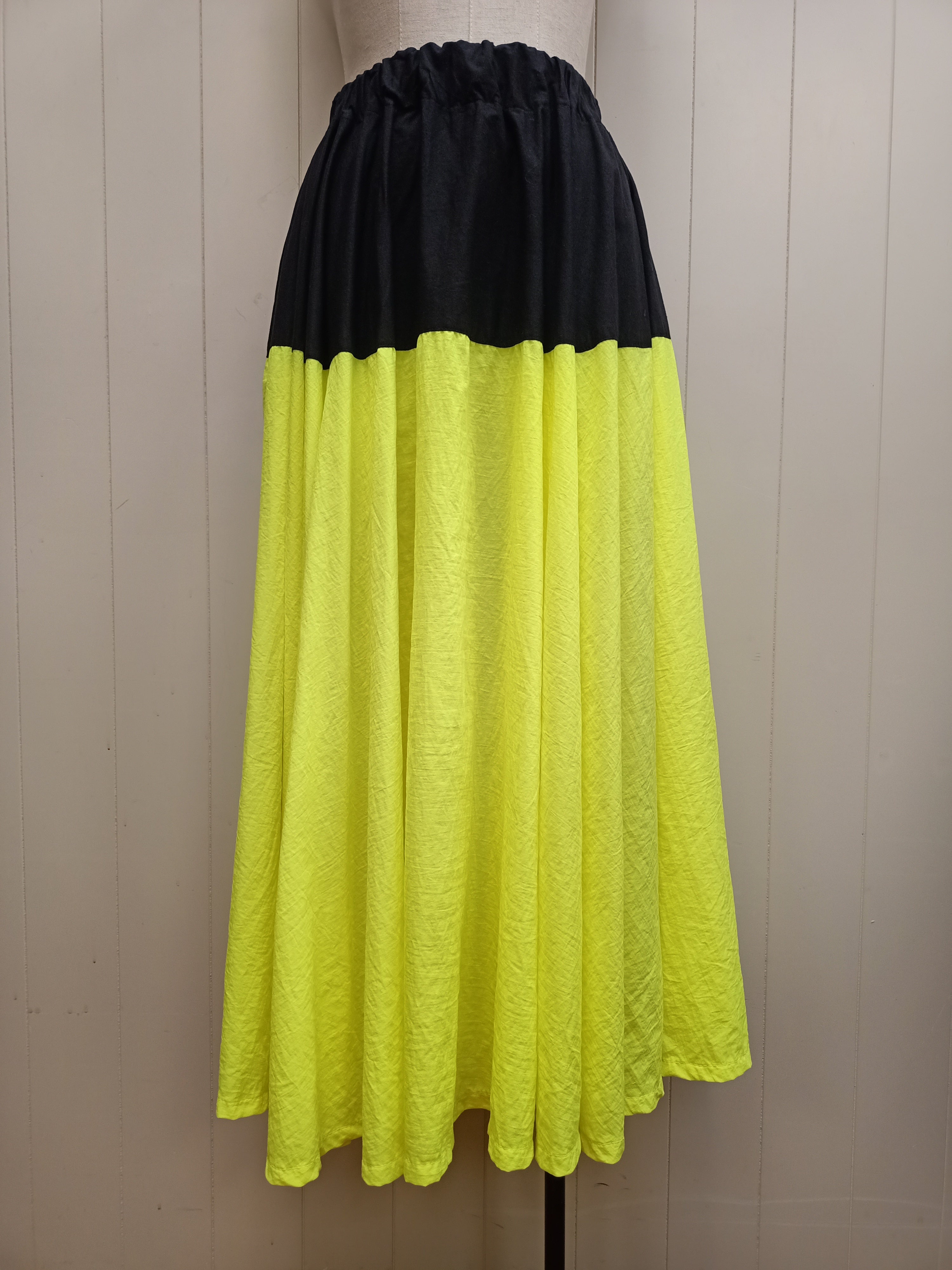 Vintage Black & Neon Green Skirt