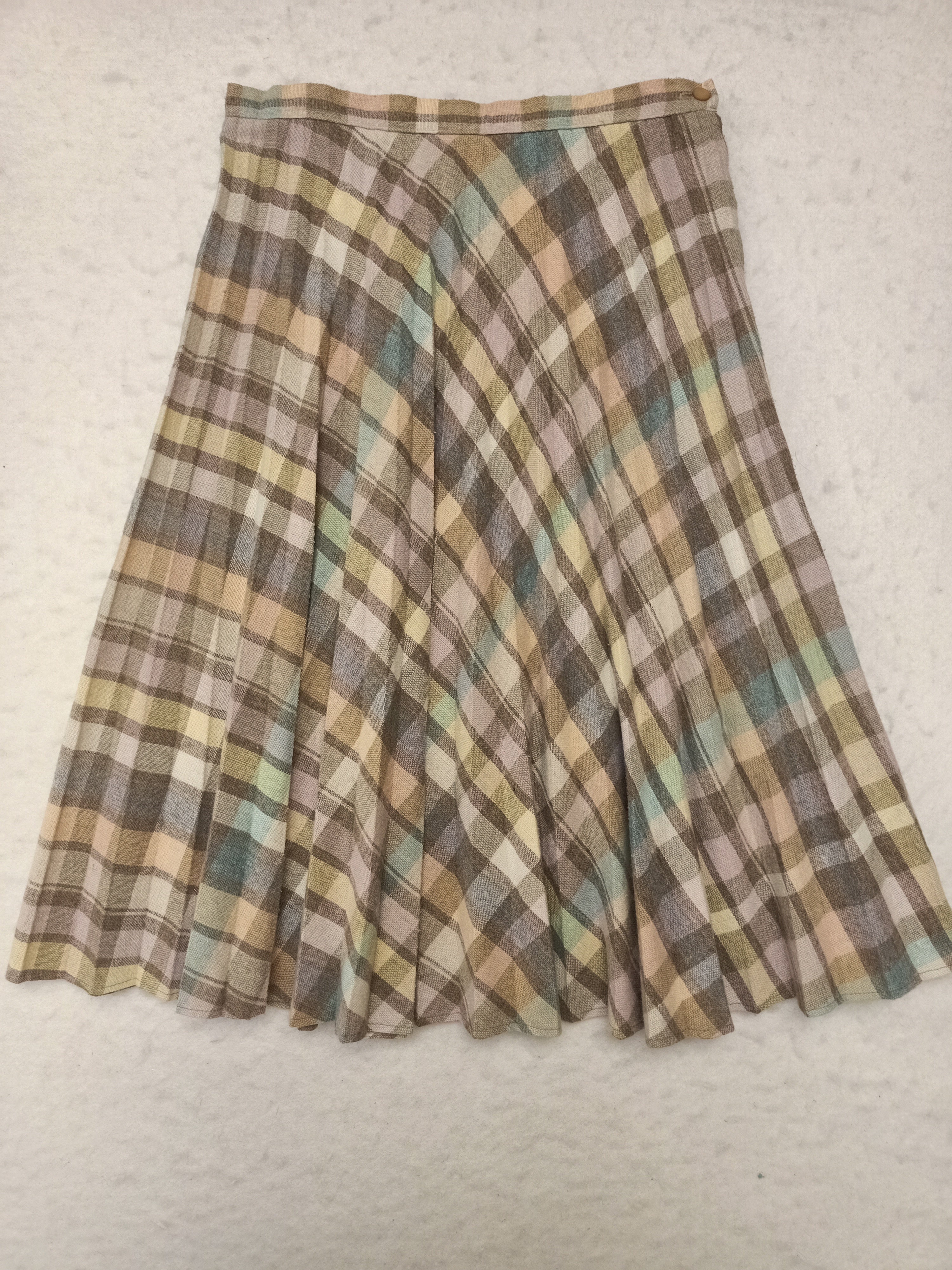 Vintage Pastel Check Pleat Skirt