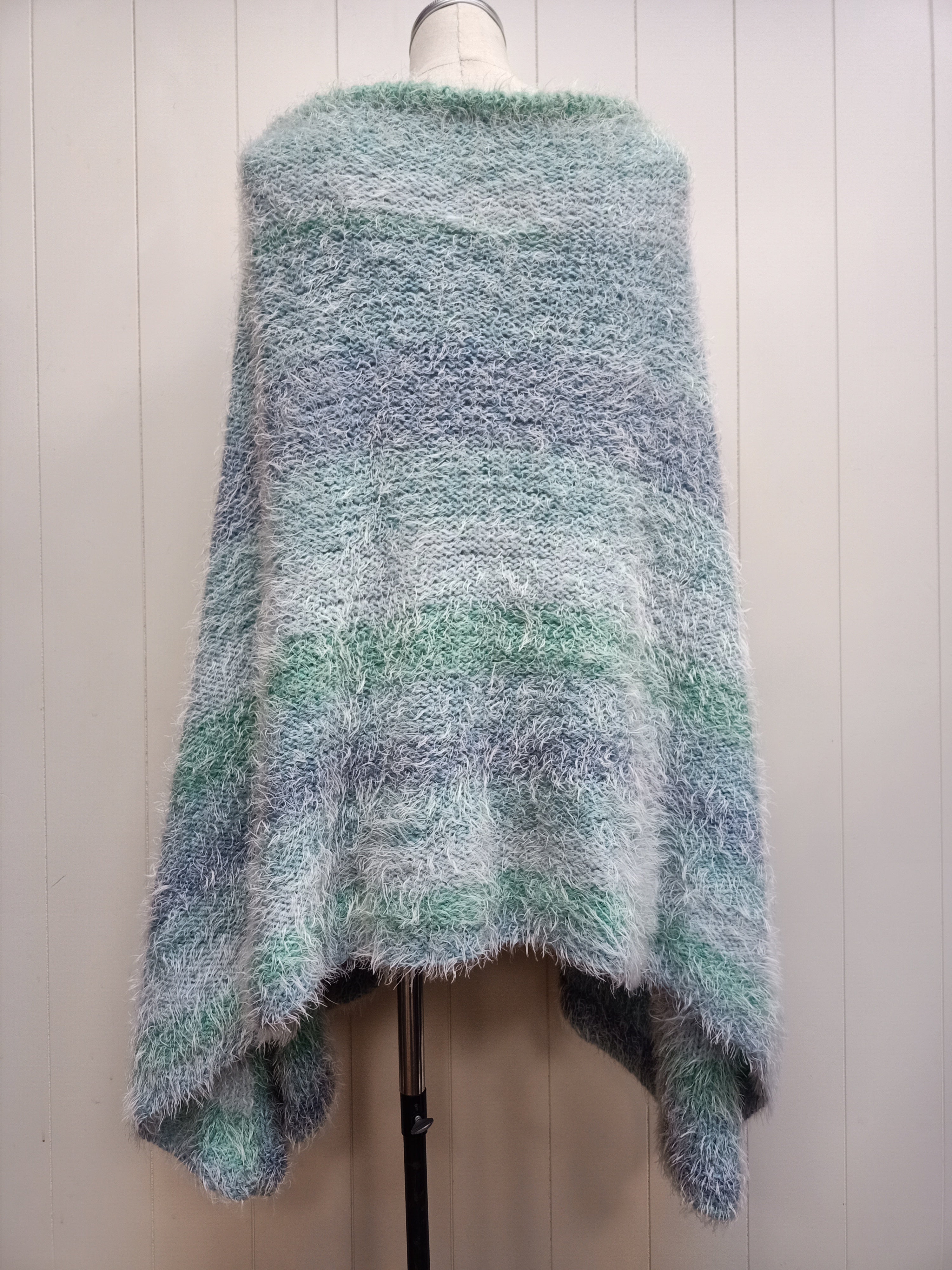Retro Fuzzy Striped Knit Poncho