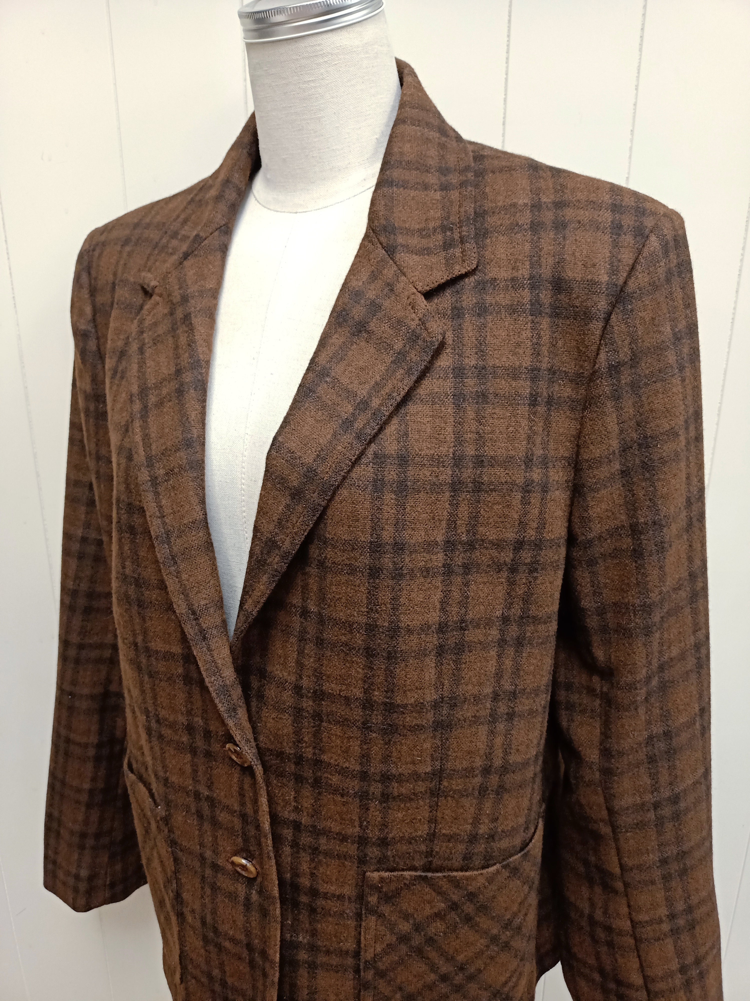 Vintage Brown Plaid Blazer