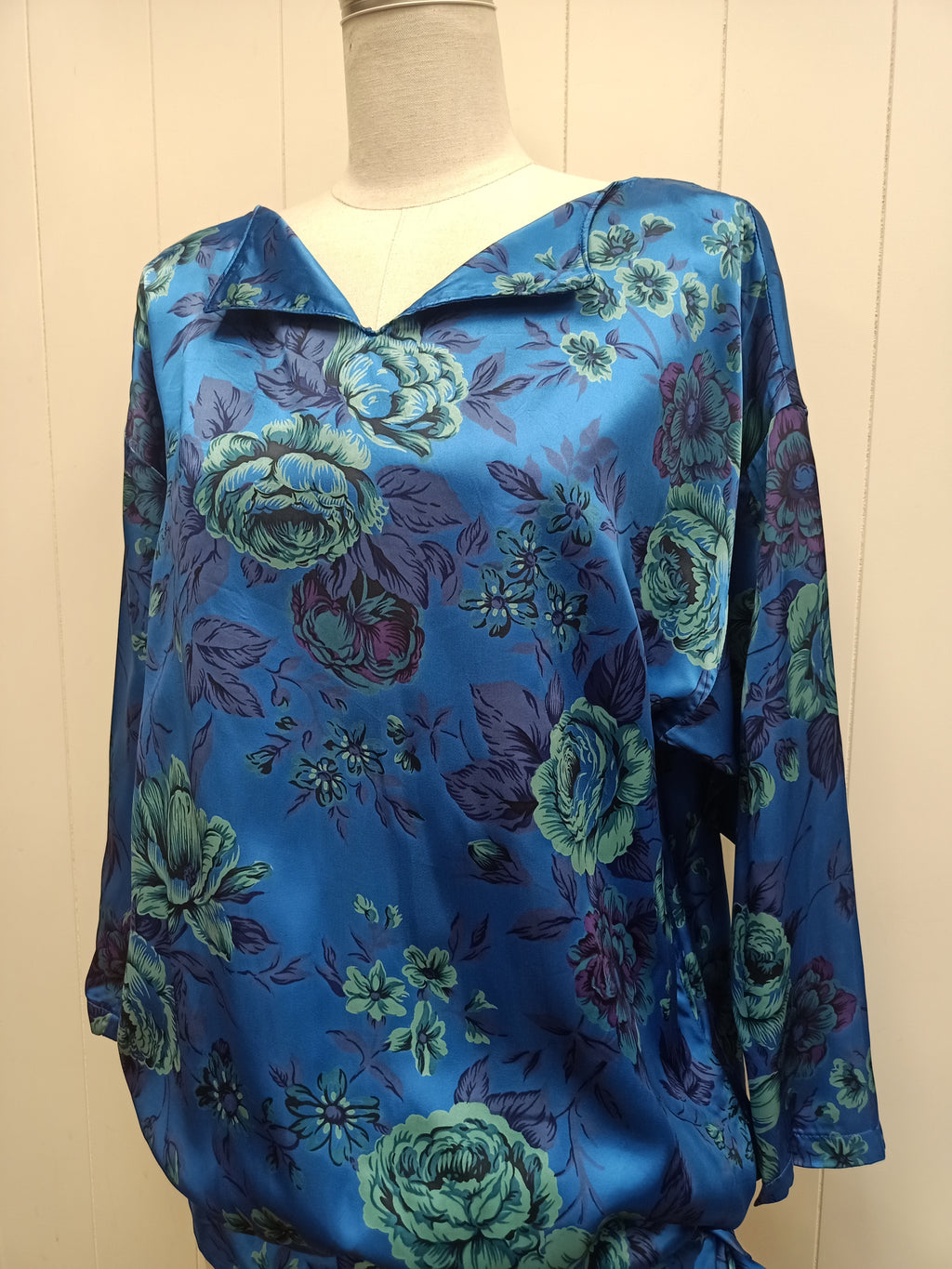 Vintage Drop Waist Satin Floral Shirt