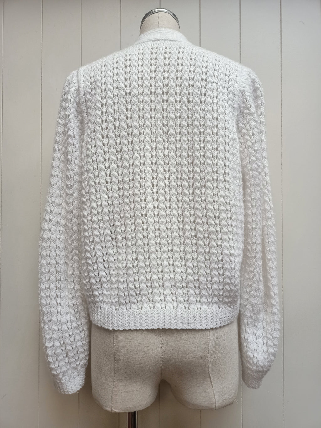 Vintage White Knitted Pointelle Cardigan