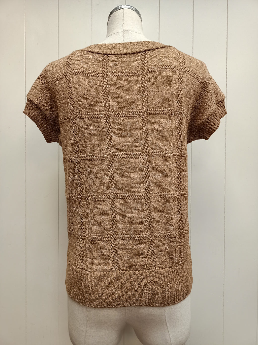 Vintage Grid Brown Knit Shirt