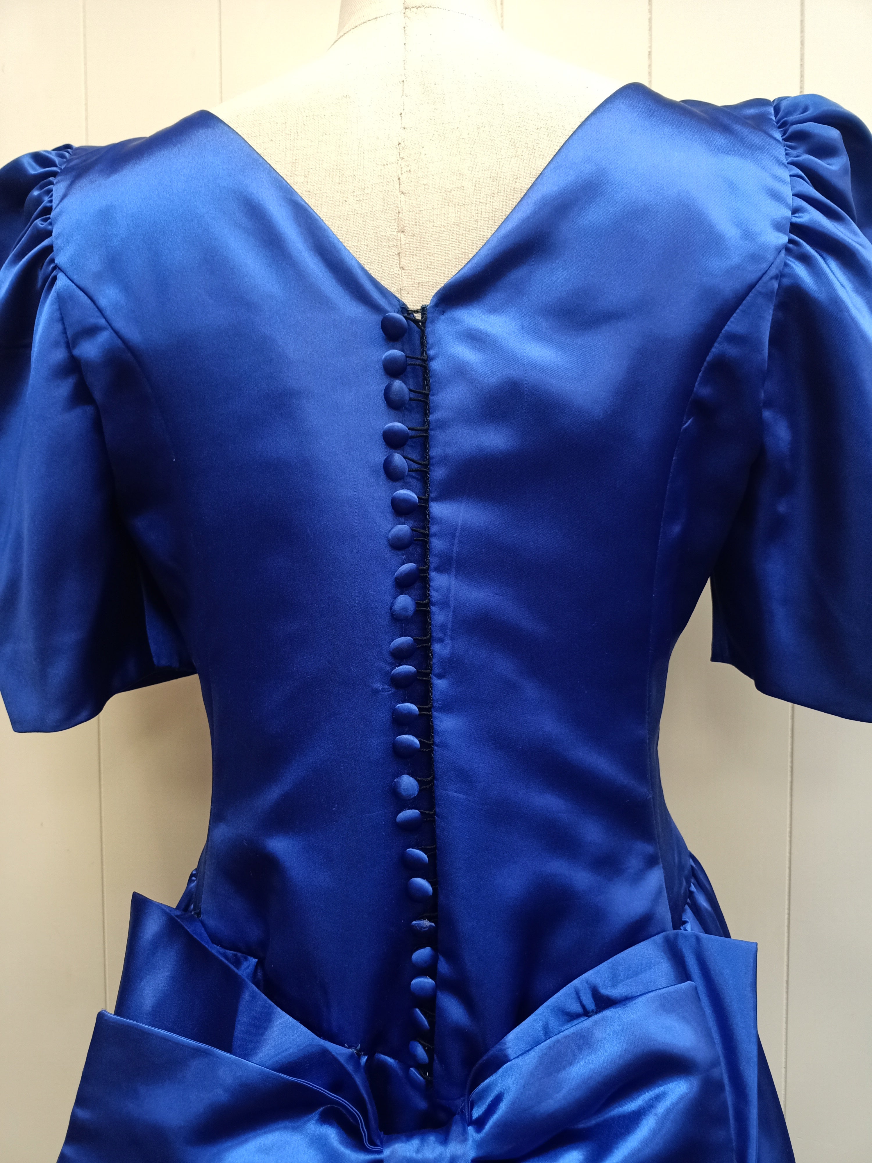 Vintage Blue Satin Puff Dress