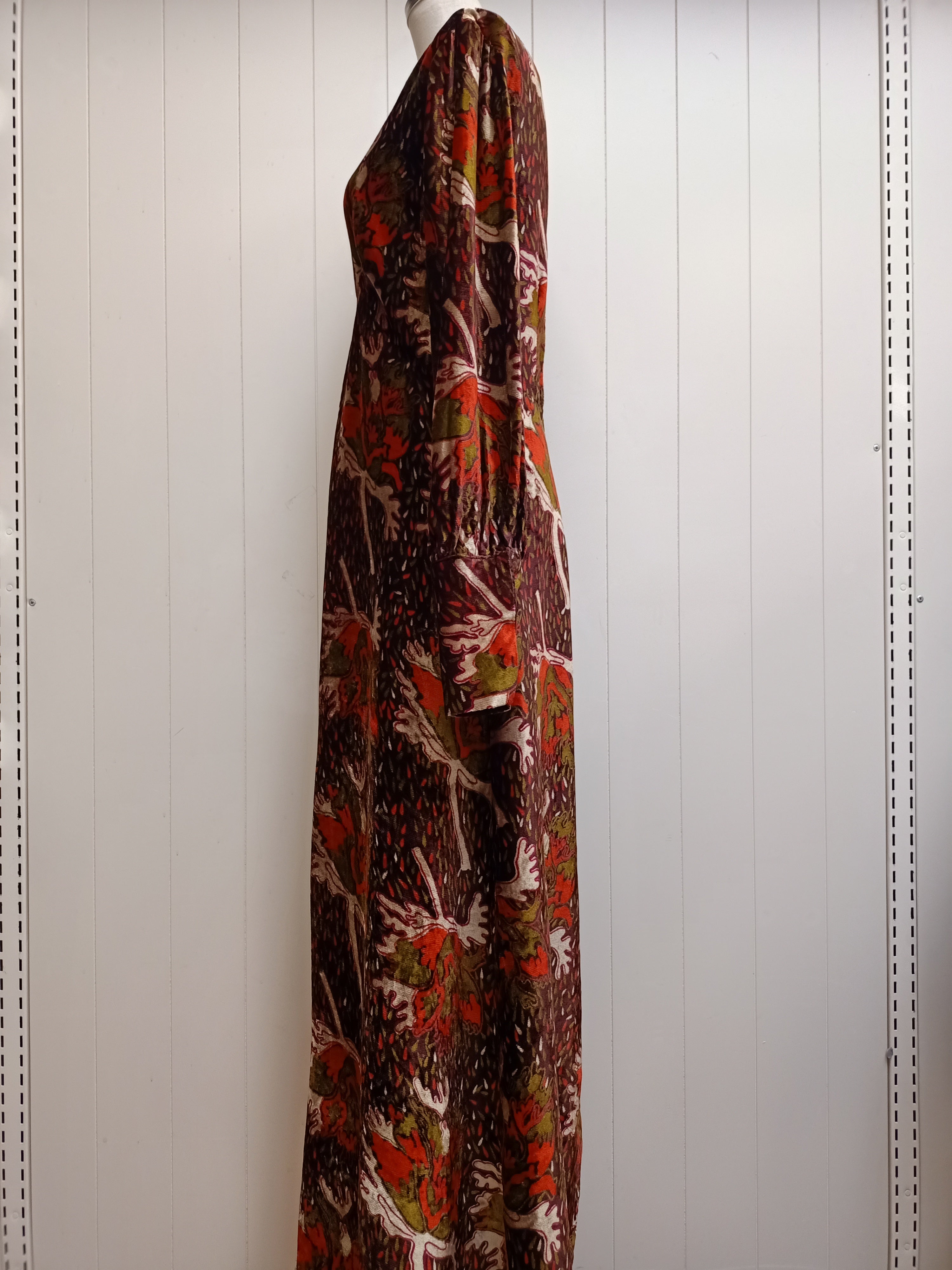 Vintage Earthy Velvet Maxi Dress