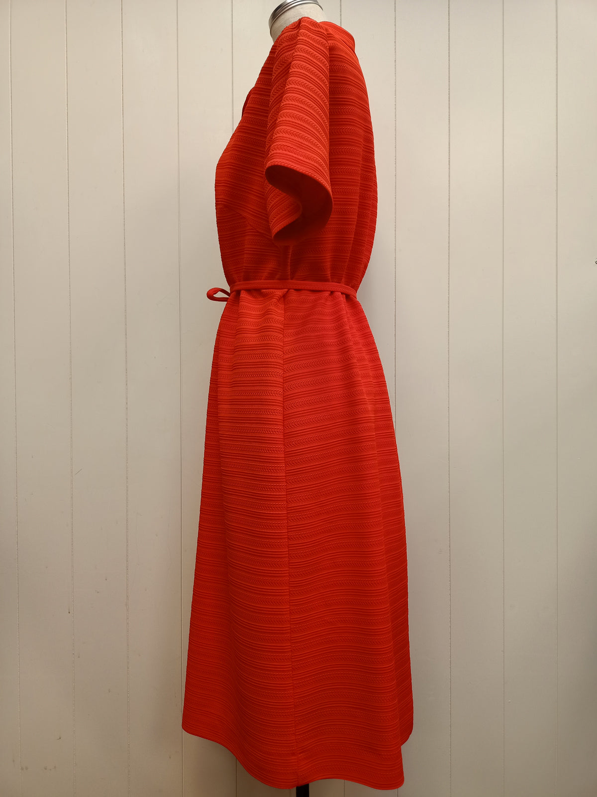 Vintage Patterned Stripe Red Dress