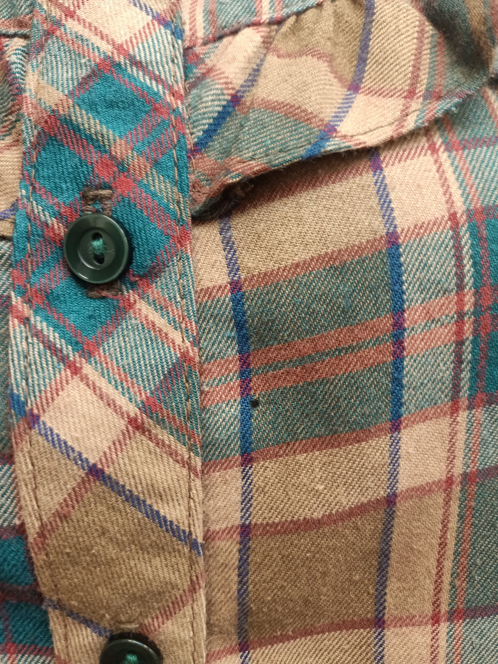 Vintage Brown Plaid Ruffle Shirt