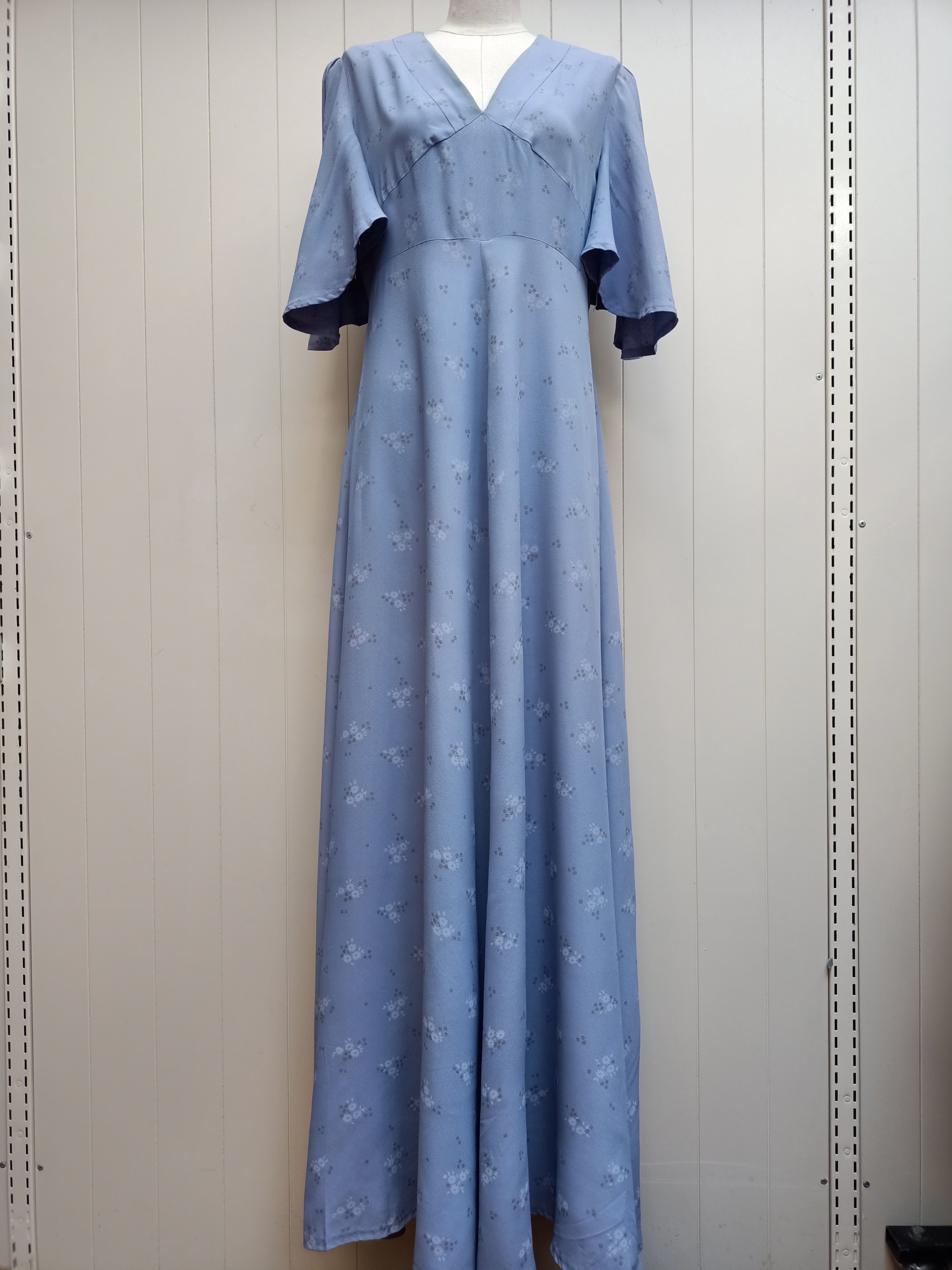 Vintage Pastel Blue Floral Dress