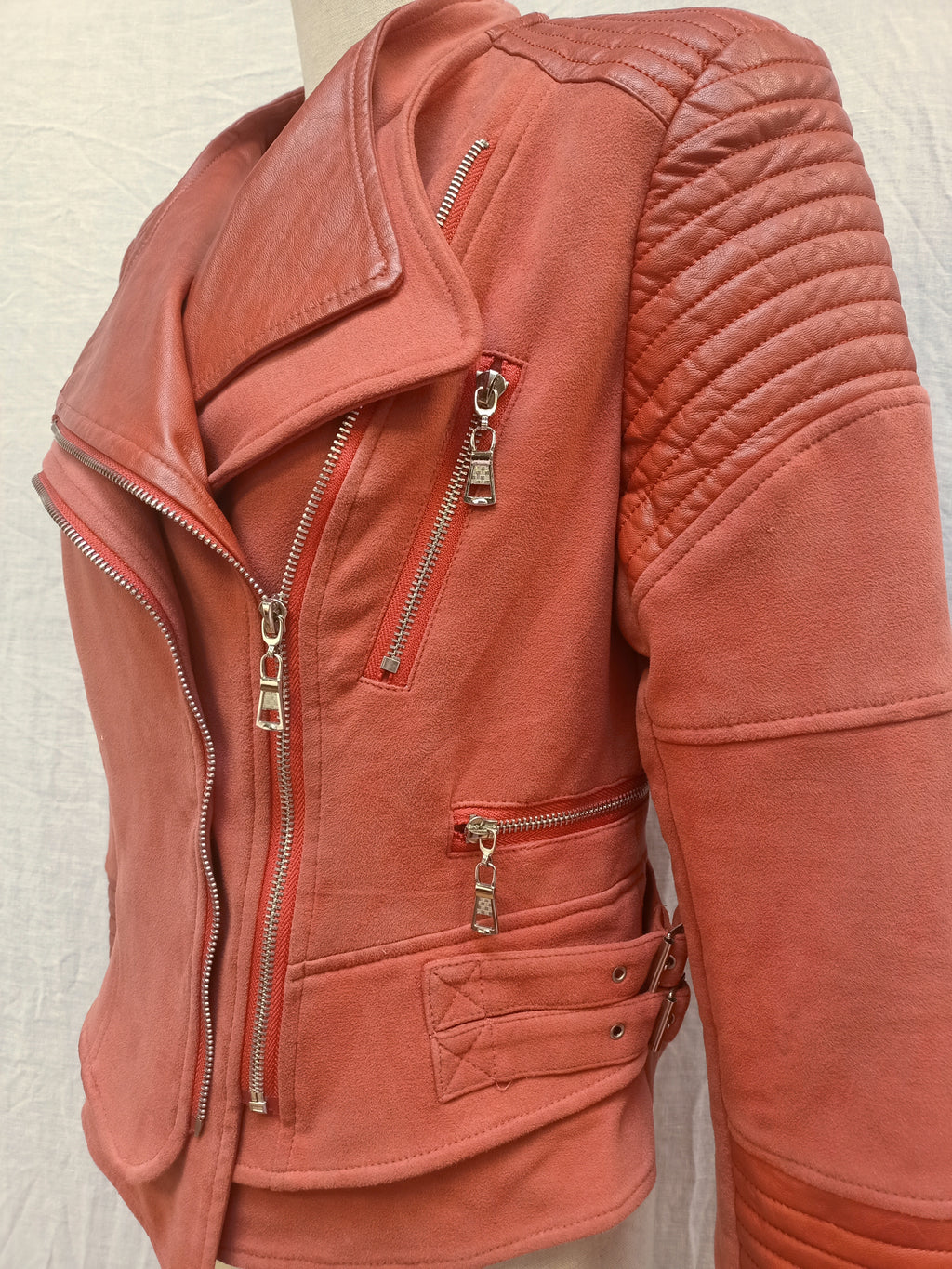 Red Faux Suede Jacket