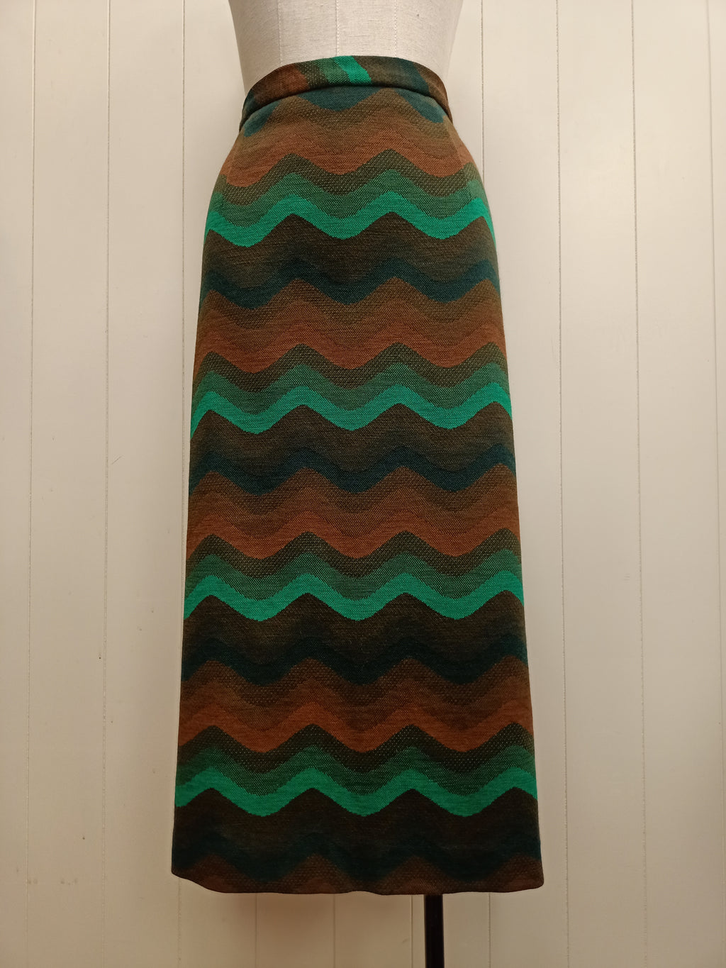 Vintage Green & Brown Wave Skirt