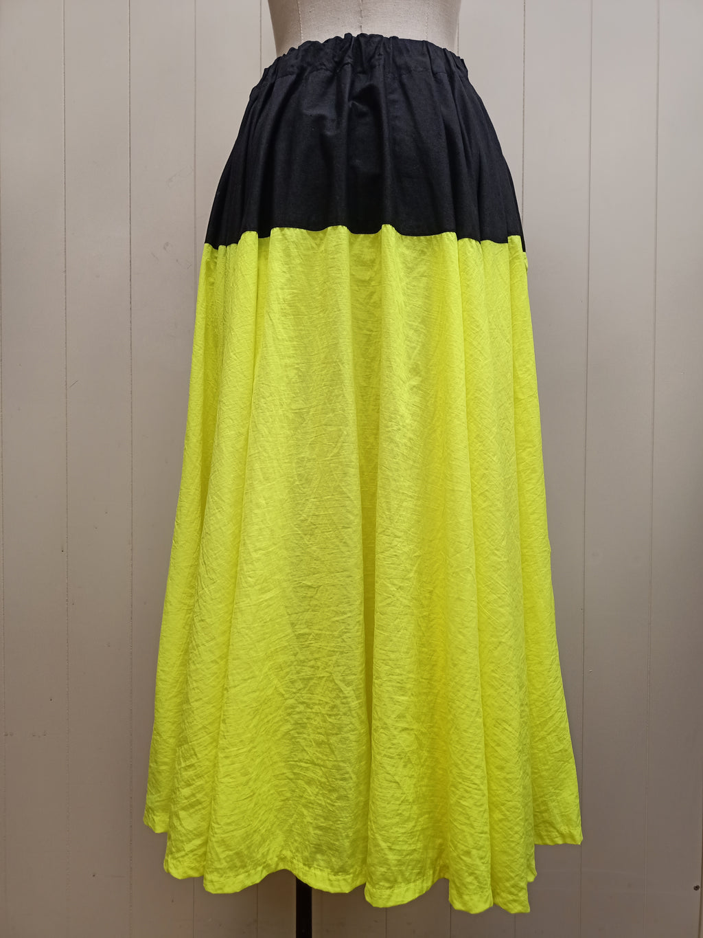 Vintage Black & Neon Green Skirt