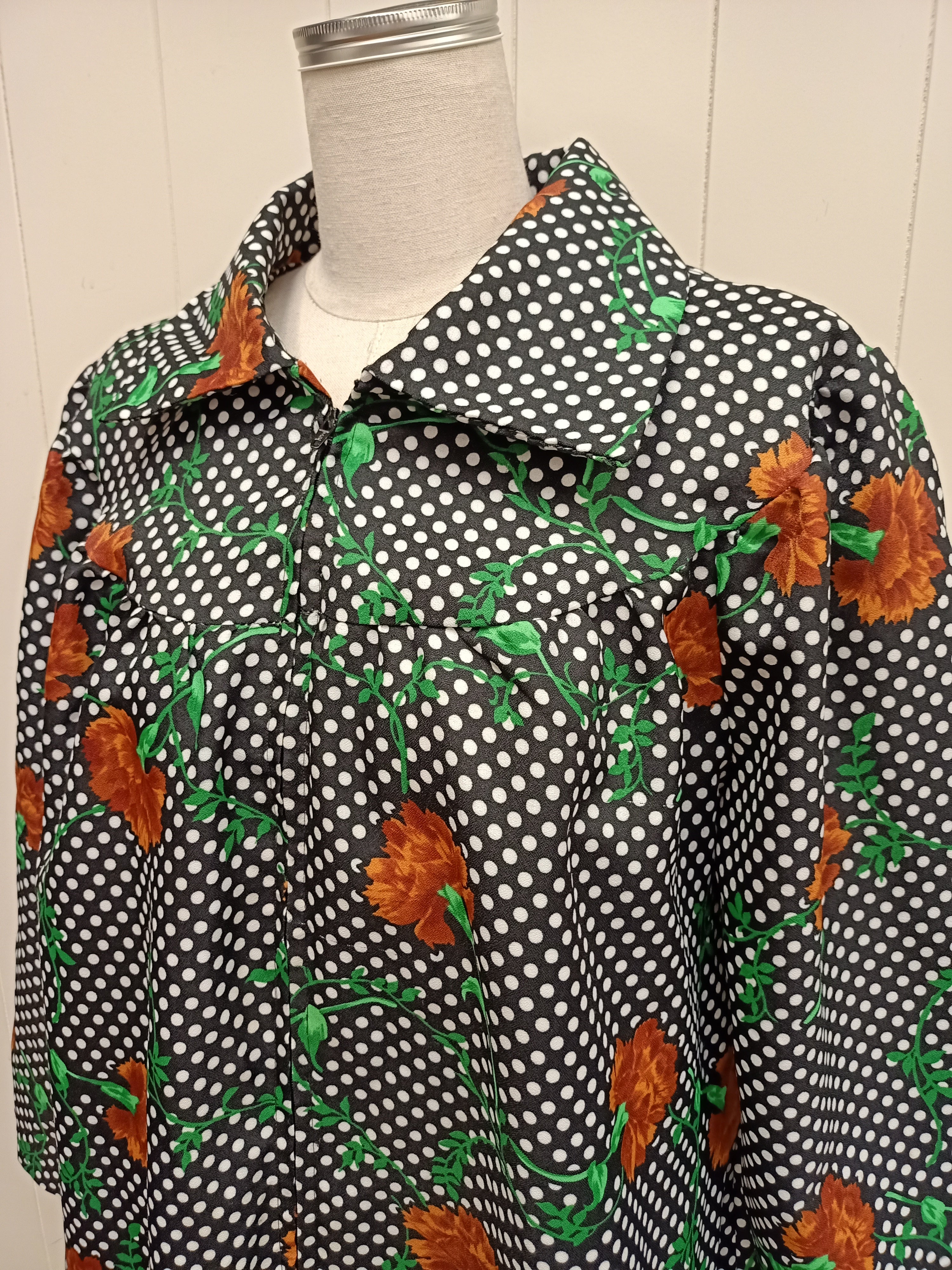 Vintage Carnation Polka Dot Dress