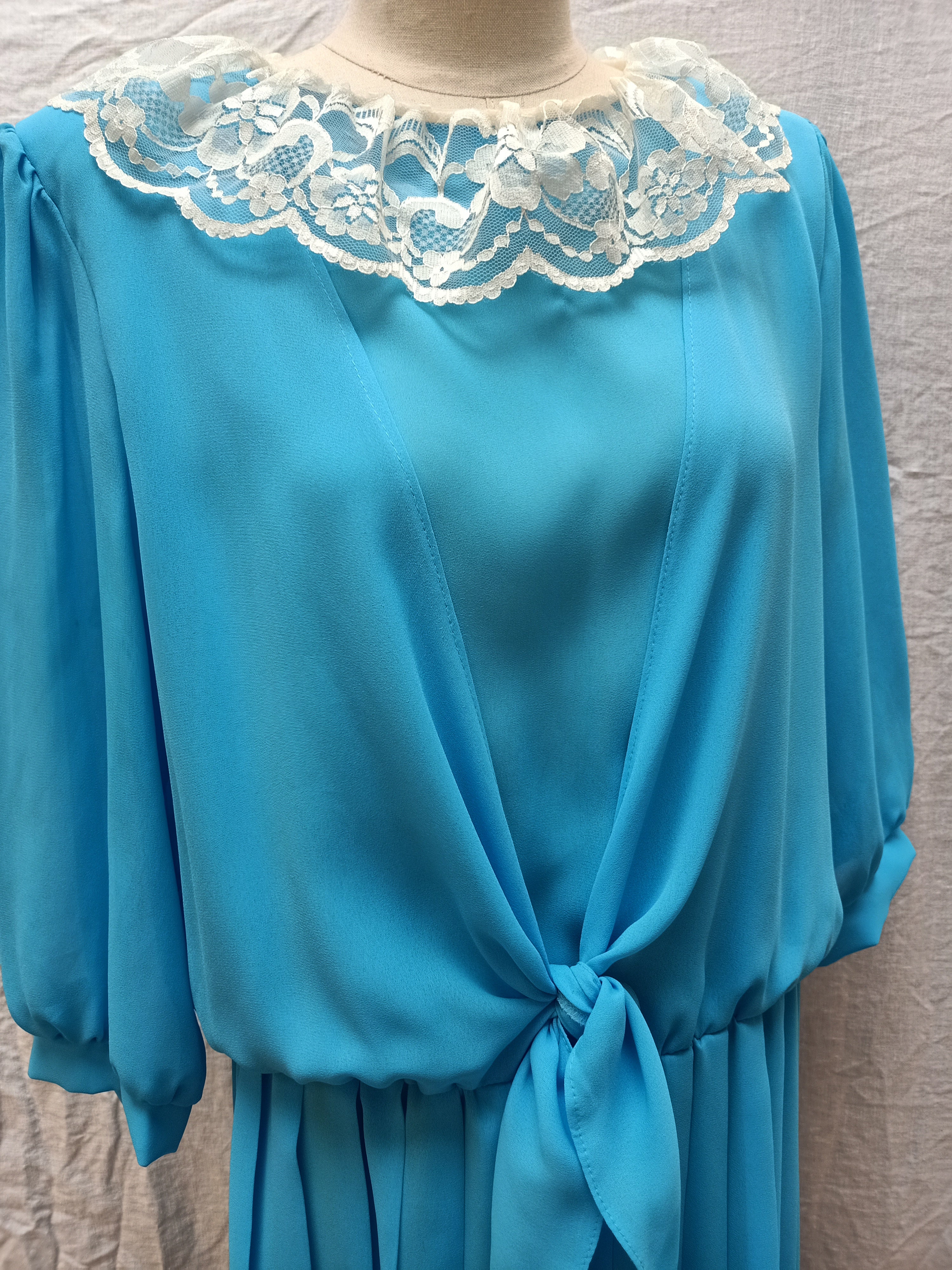 Vintage Turquoise & Lace Dress