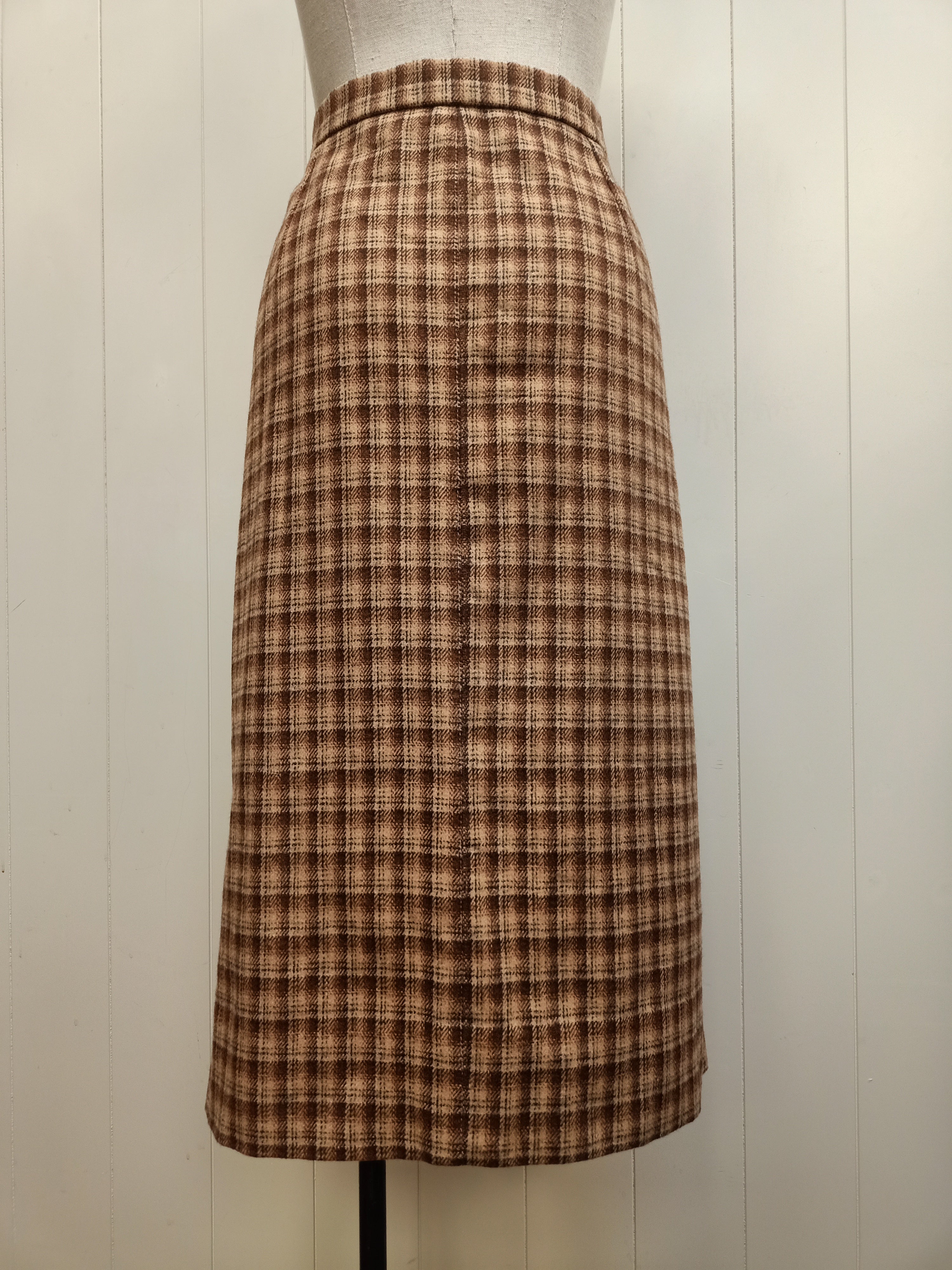 Vintage Brown Plaid Skirt