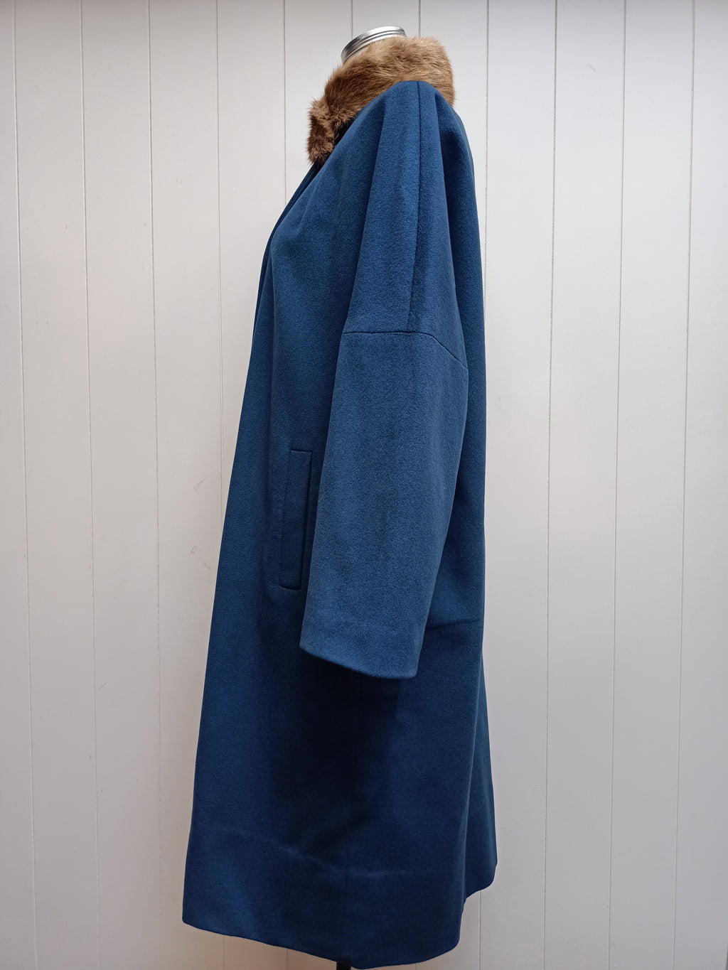Vintage Van Roli Teal & Fur Coat