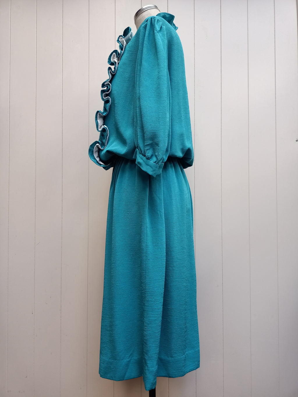 Vintage Turquoise Ruffle Dress