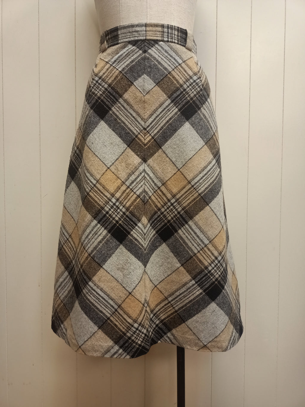 Vintage Grey Plaid Skirt
