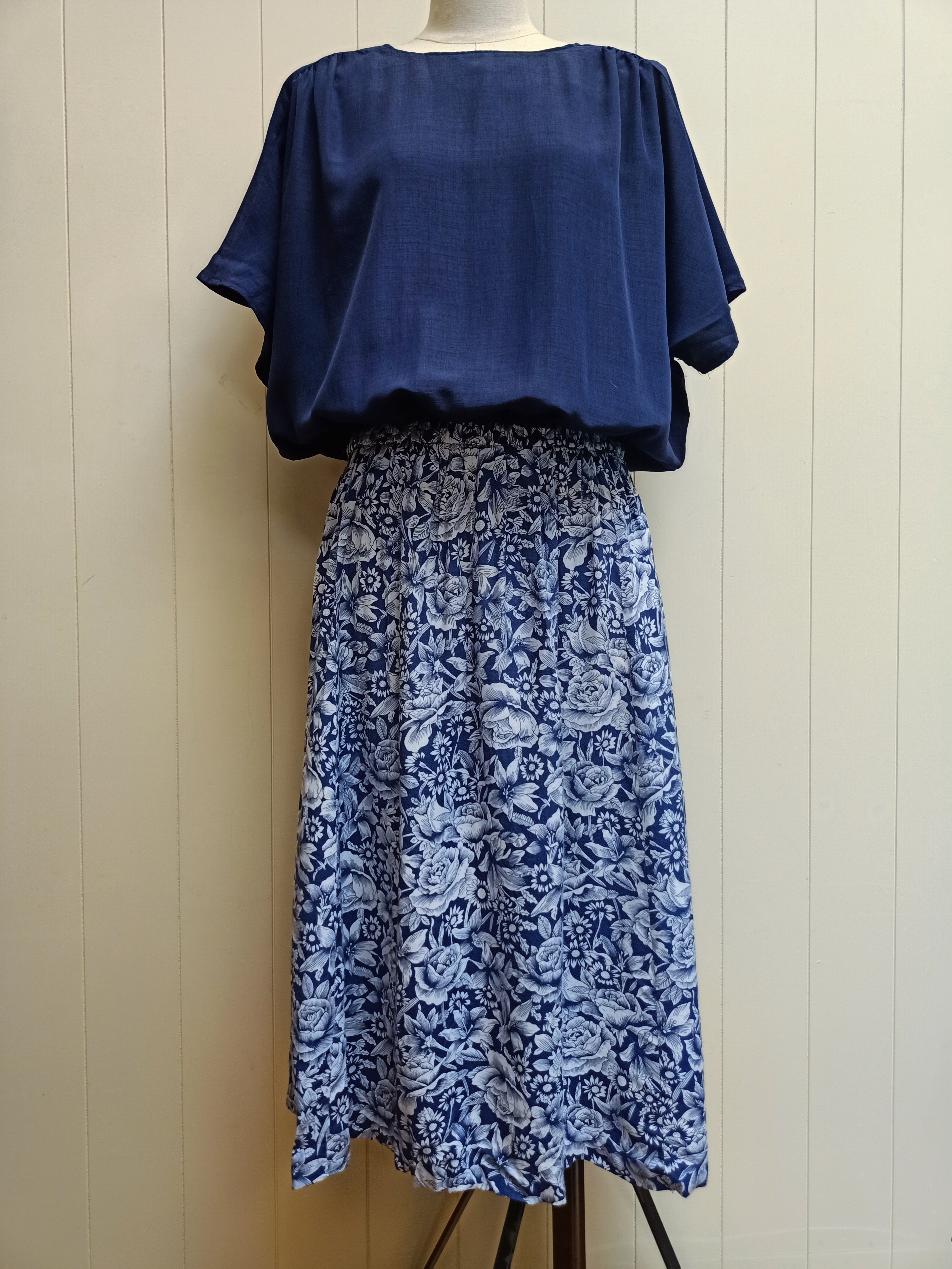 Vintage Navy Floral Dress