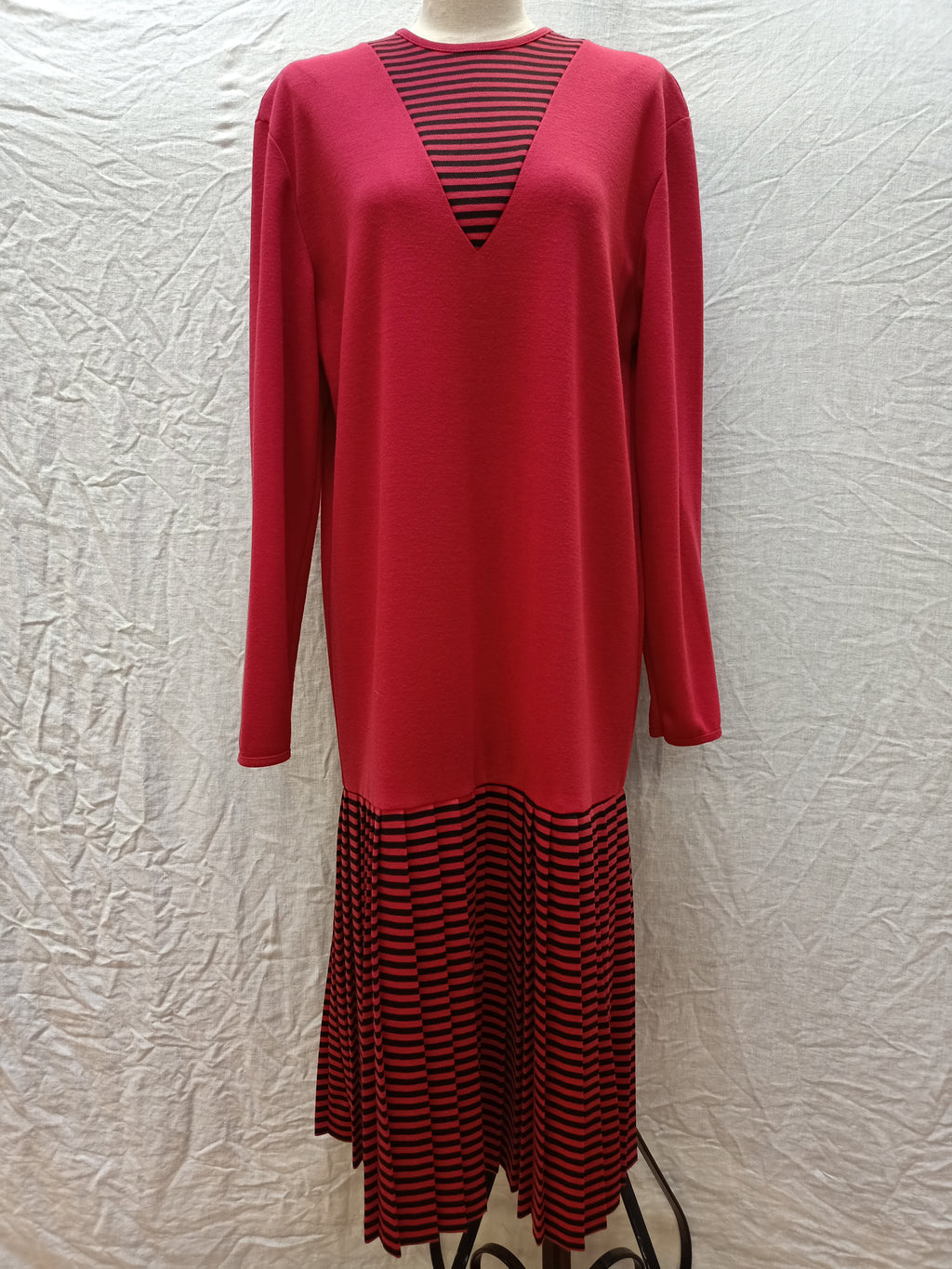 Vintage Burgundy Striped Dress