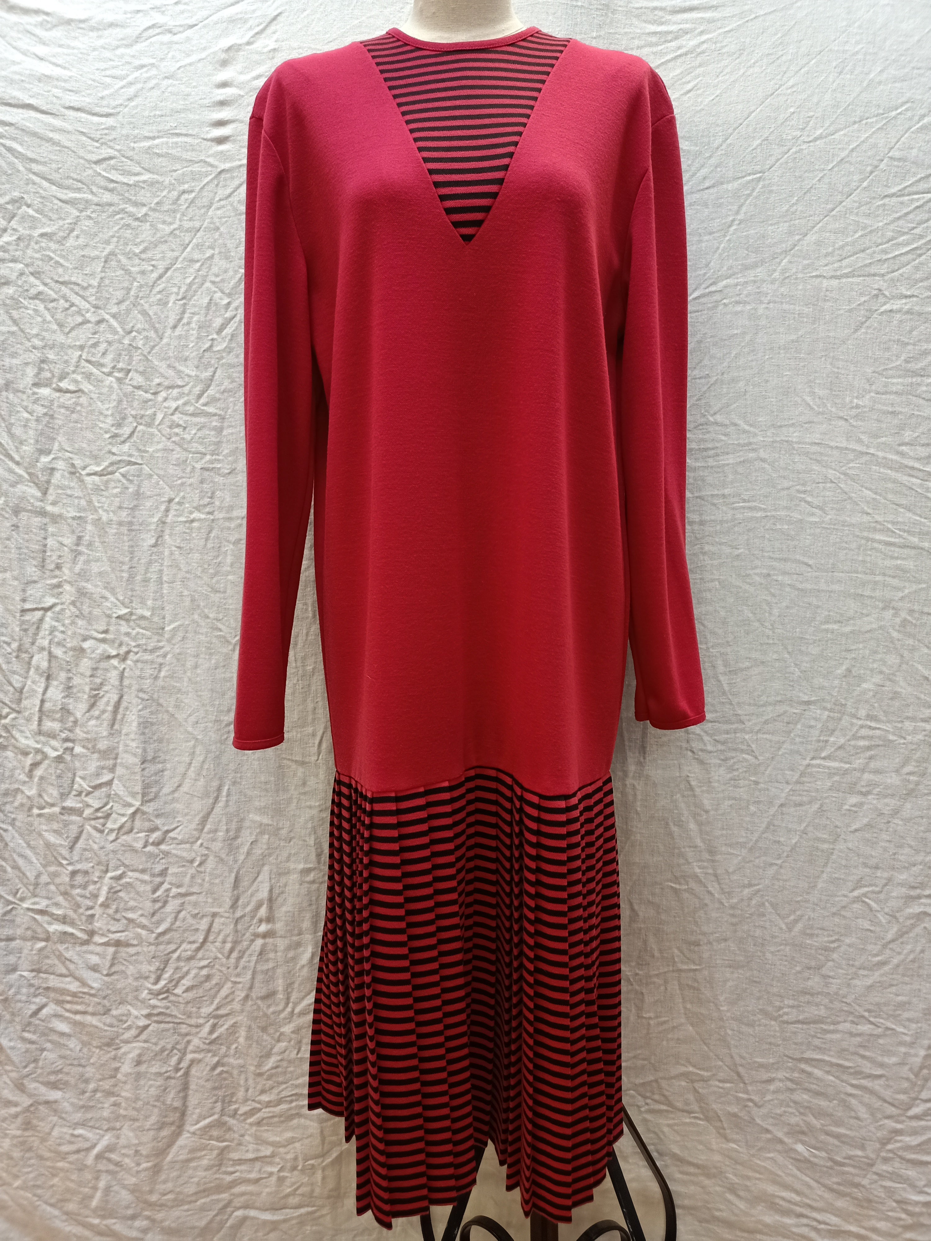 Vintage Burgundy Striped Dress