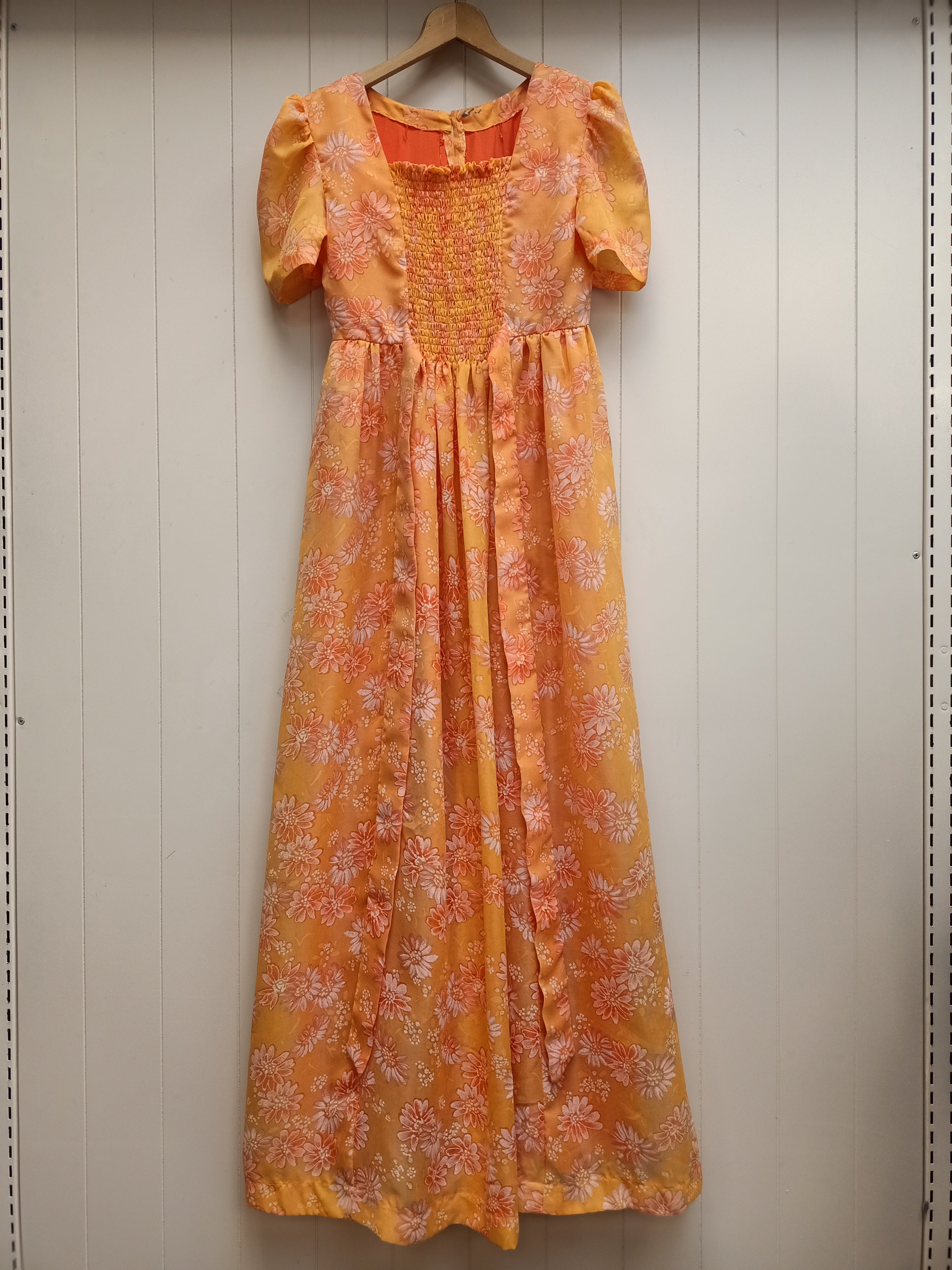Vintage Orange Floral Maxi Dress