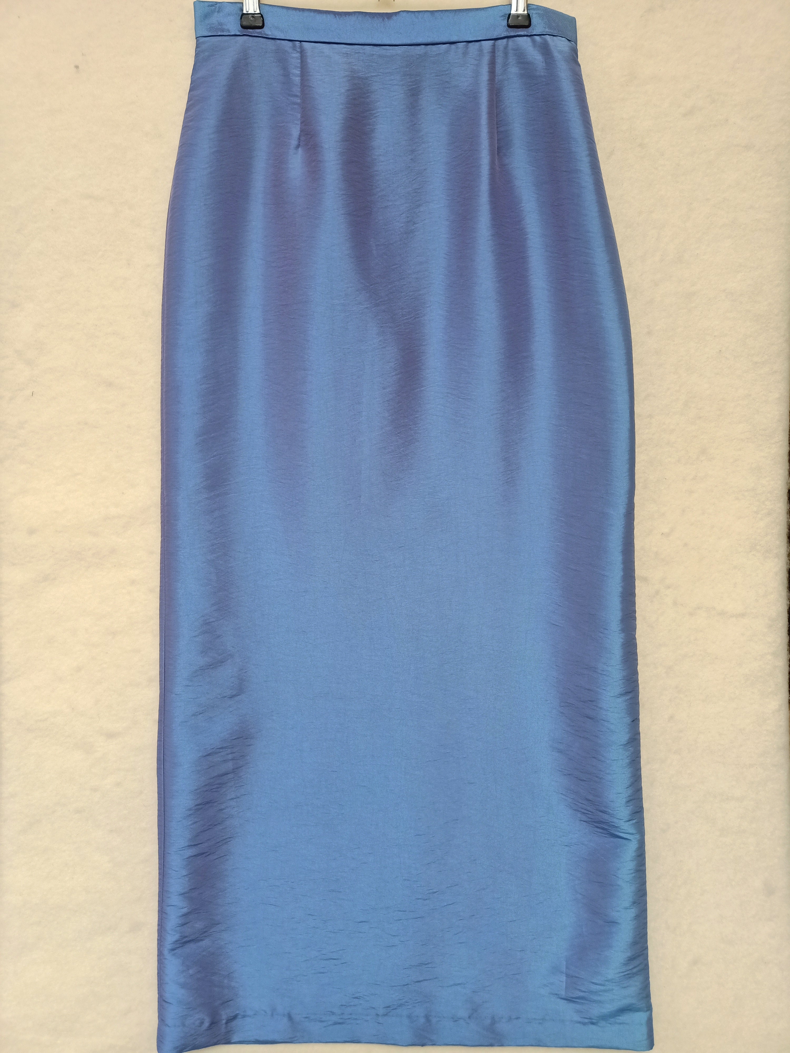 K Seperates Blue Crinkled Satin Skirt