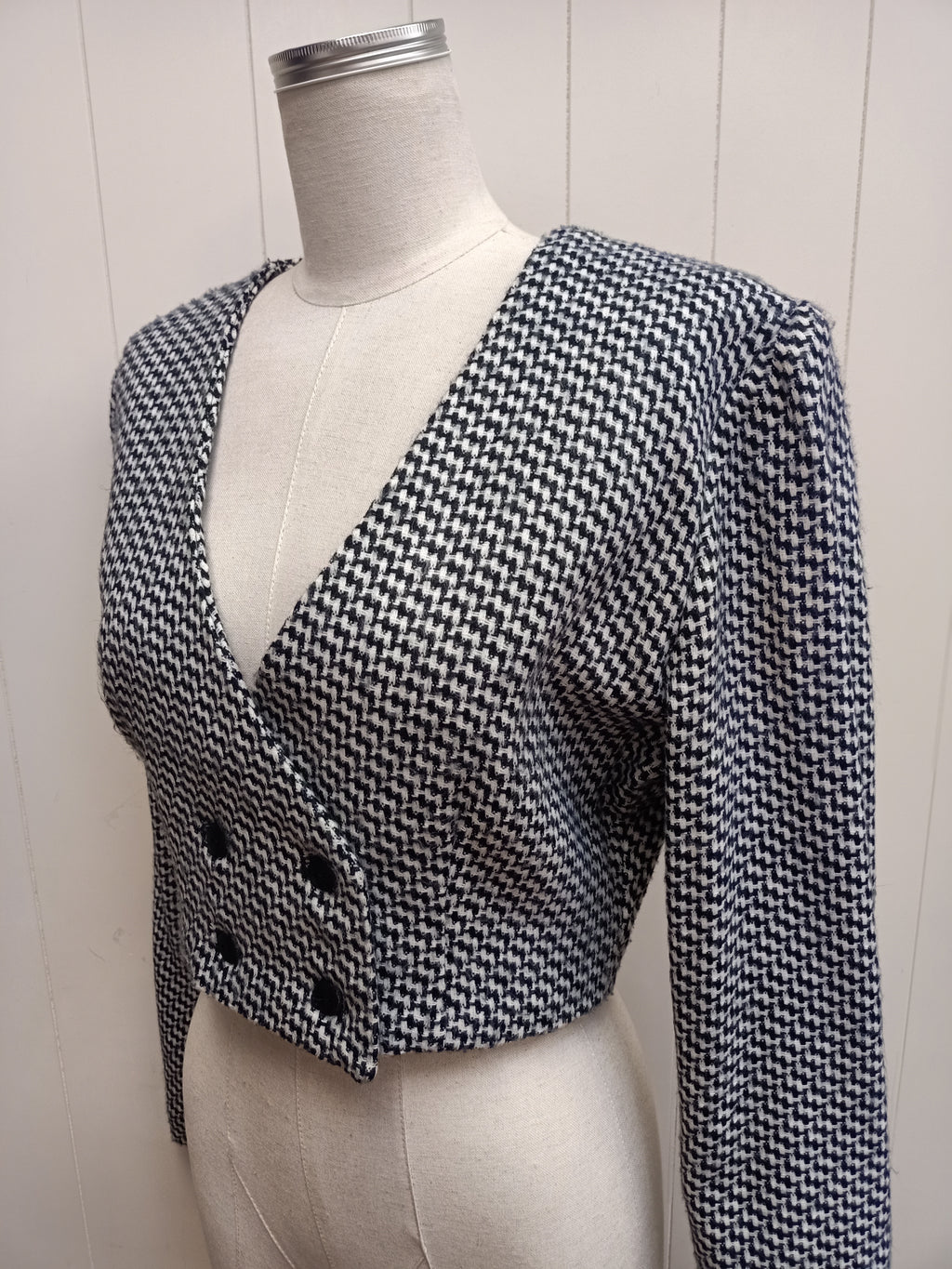 Vintage Houndstooth Cropped Jacket