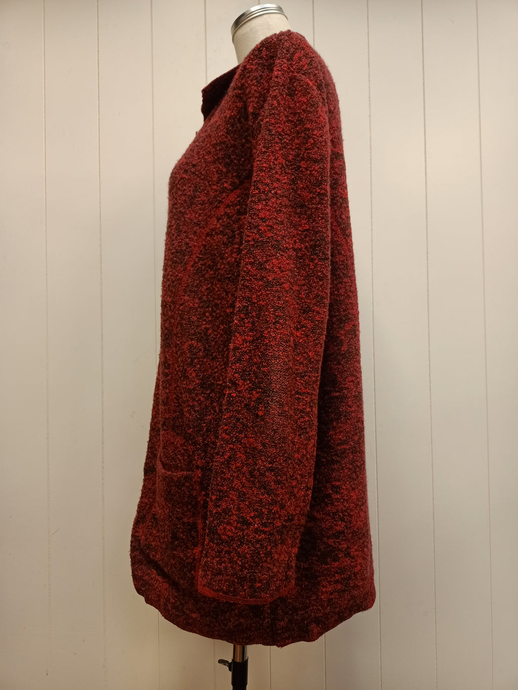 Retro Red Boucle Cardigan