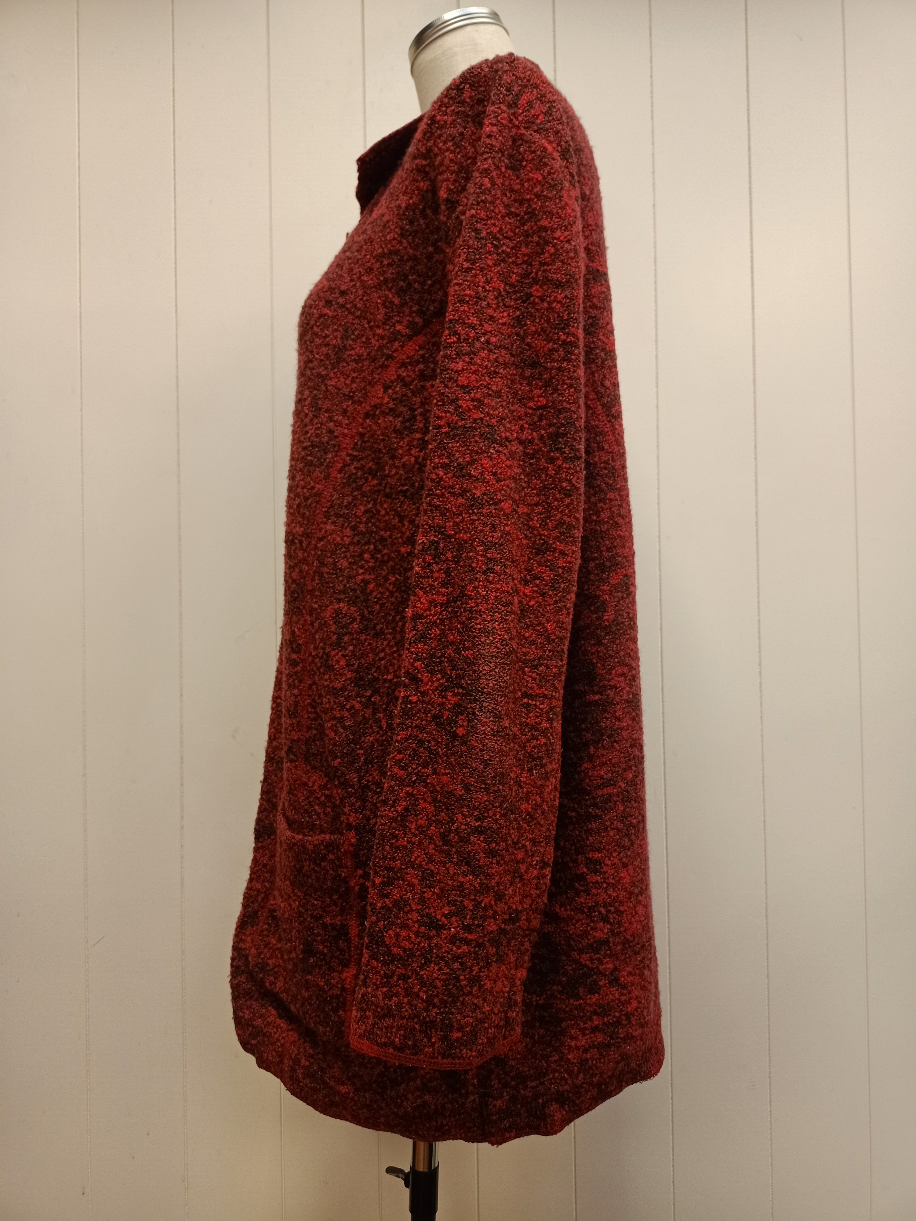 Retro Red Boucle Cardigan