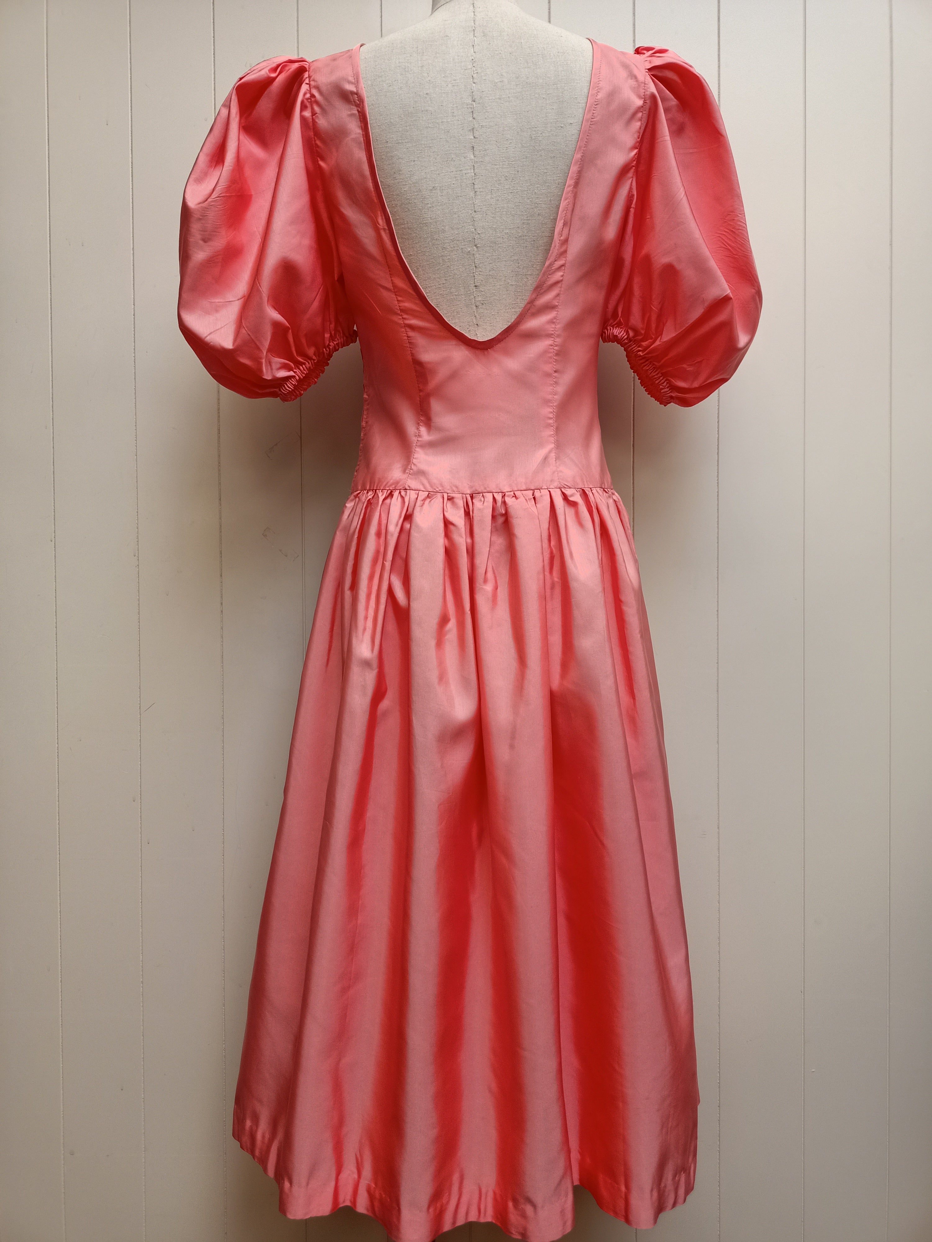 Vintage Coral Taffeta Dress