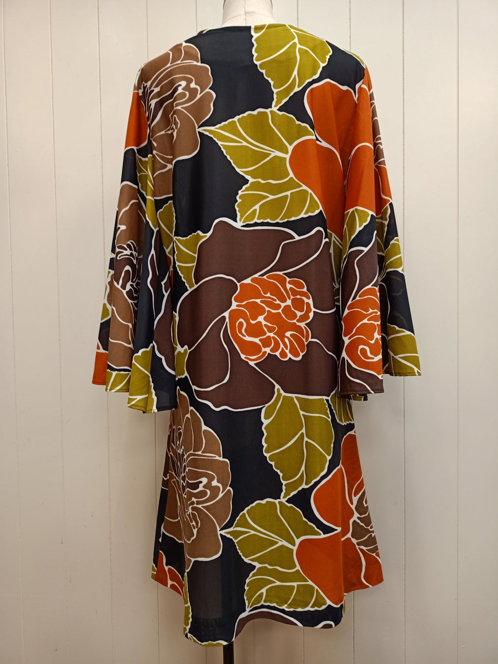 Vintage Floral Flared Sleeves Dress