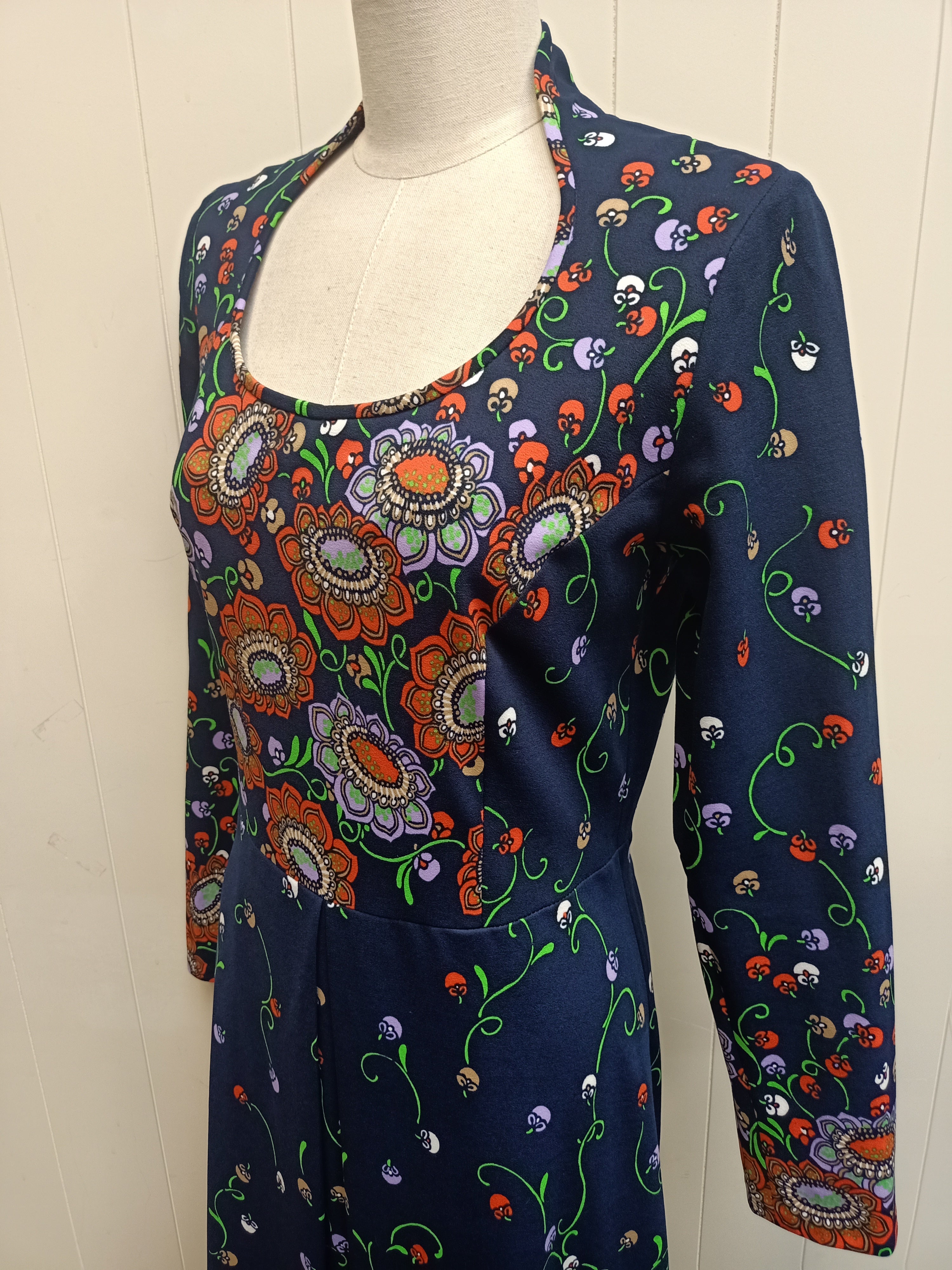 Vintage Navy Border Maxi Dress