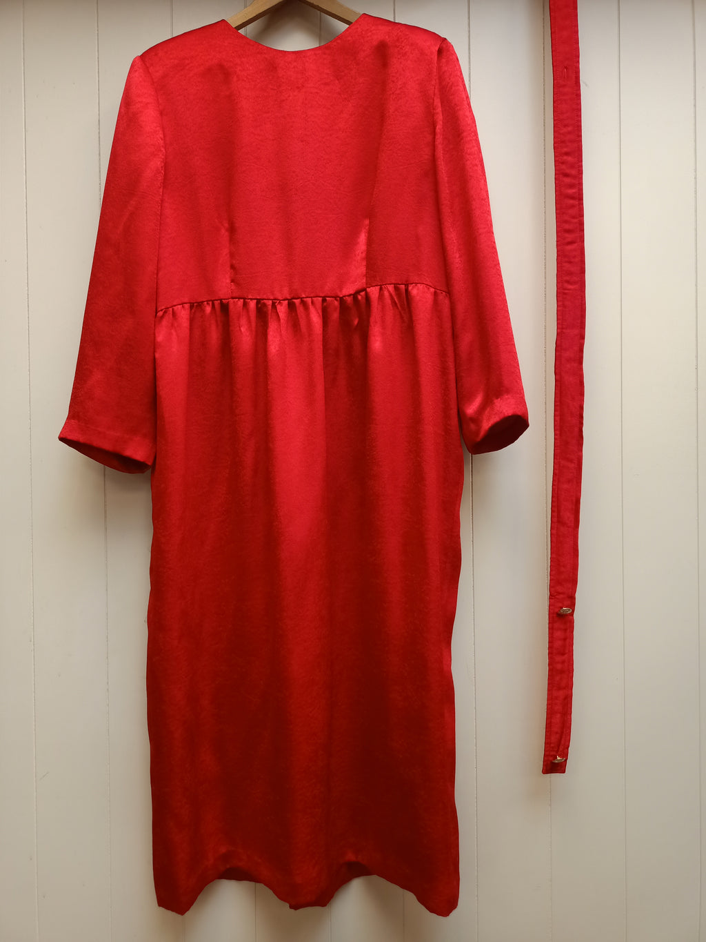 Vintage Red Textured Satin Dress