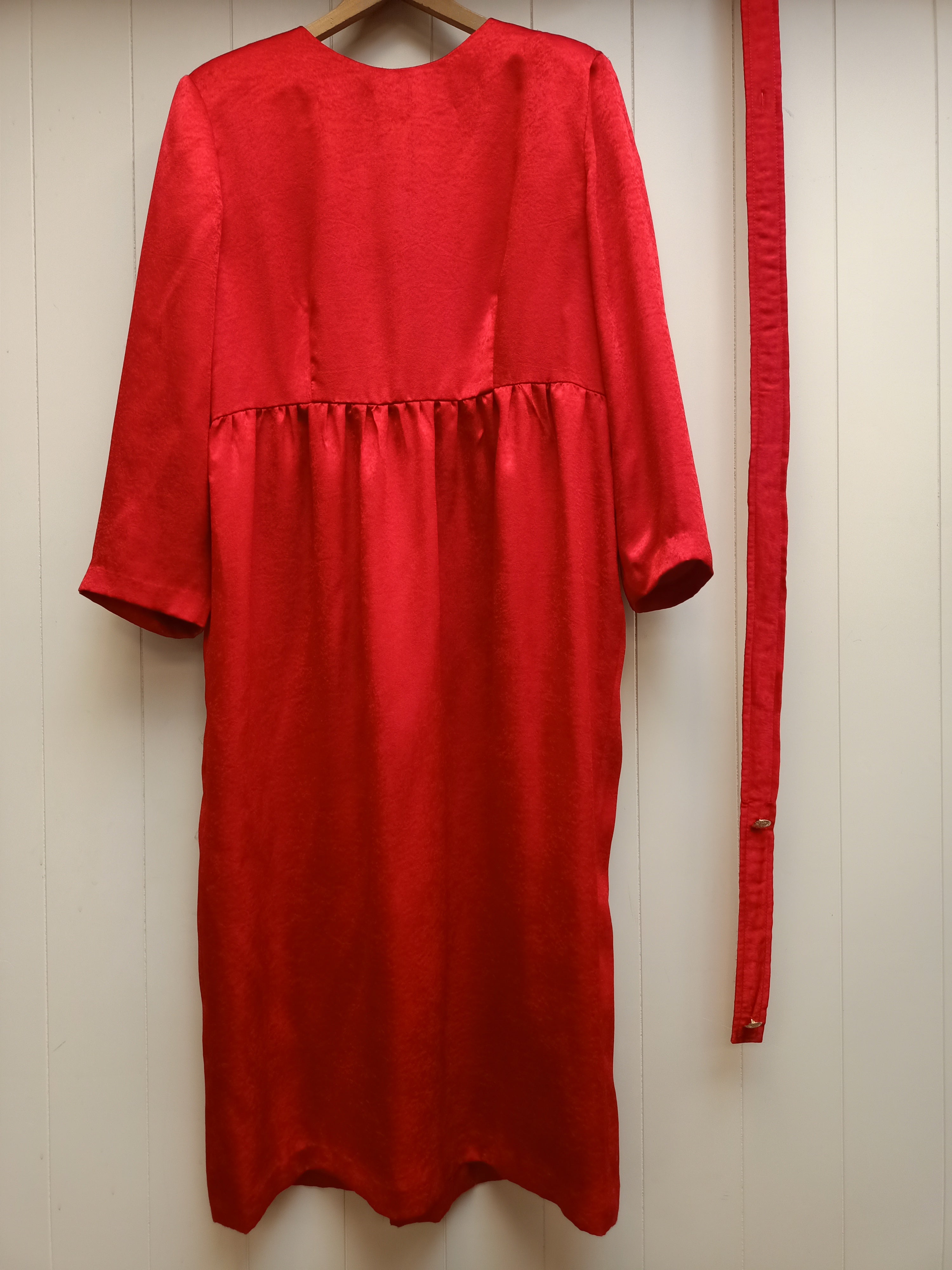 Vintage Red Textured Satin Dress