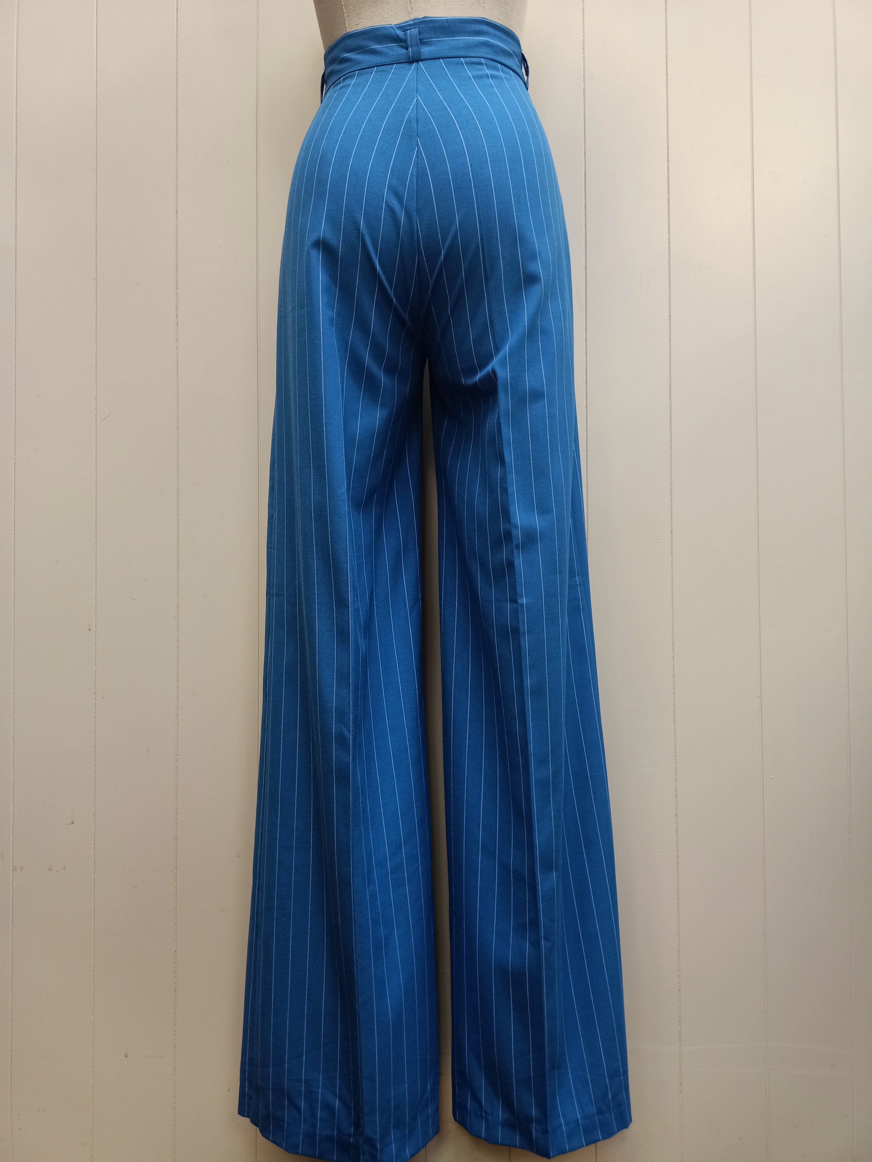 Vintage Blue Pinstriped Wide Leg Pants