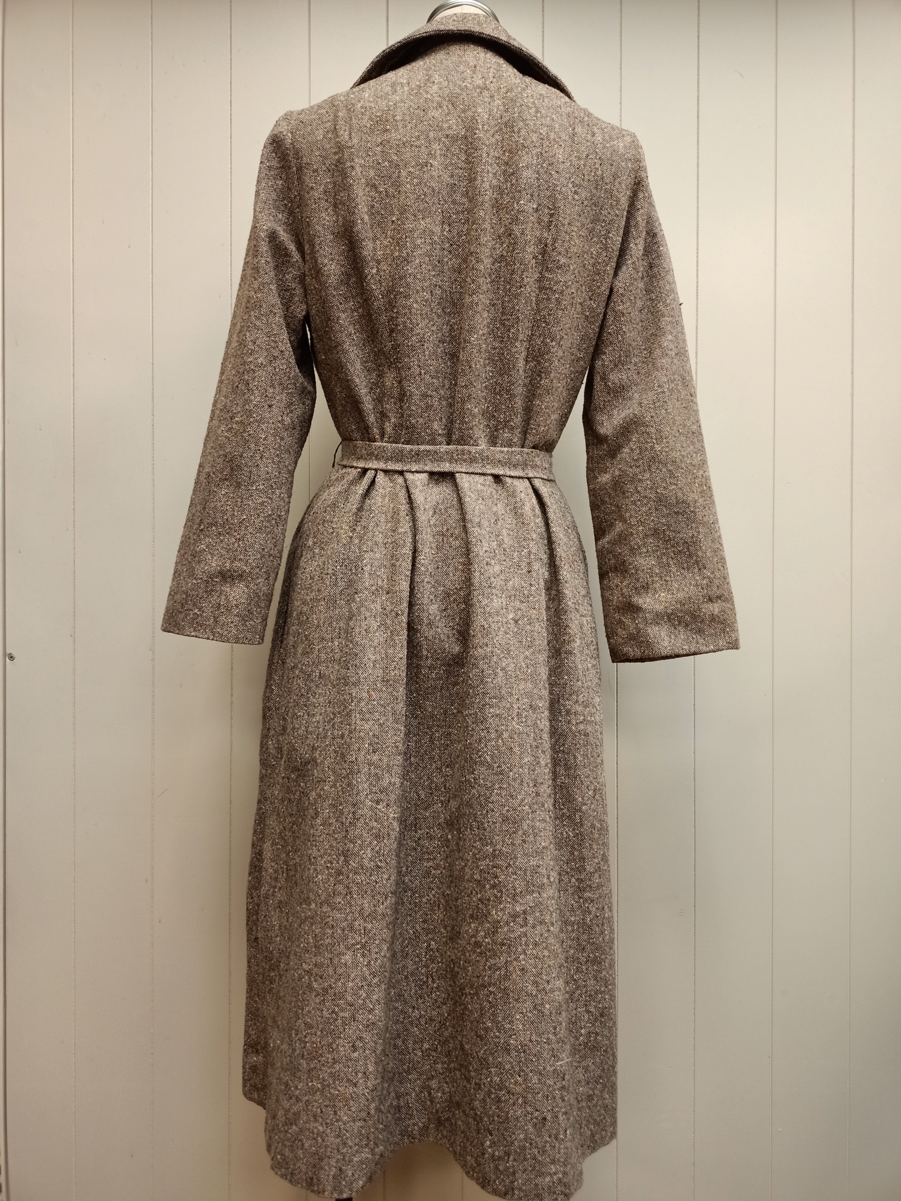 Vintage Brown Tweed Wrap Coat