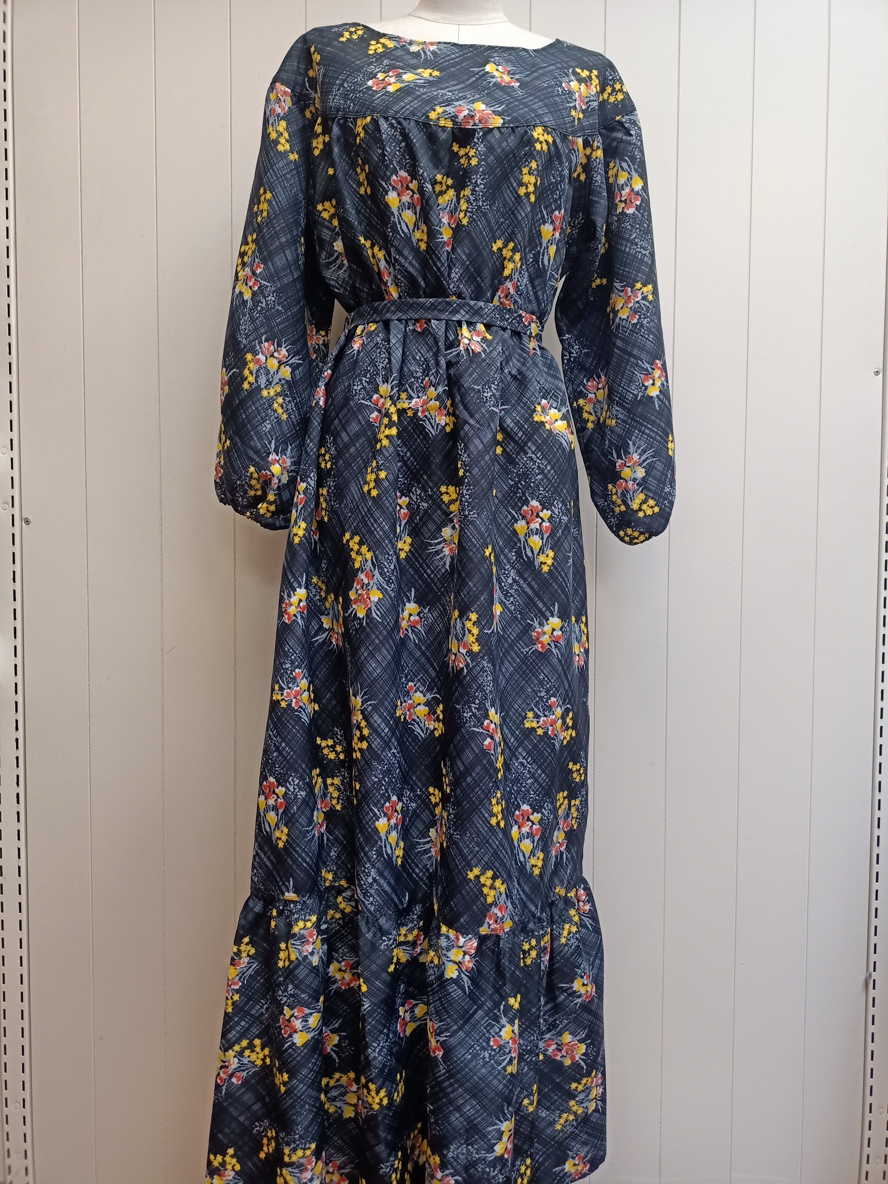 Vintage Crosshatch Floral Maxi Dress