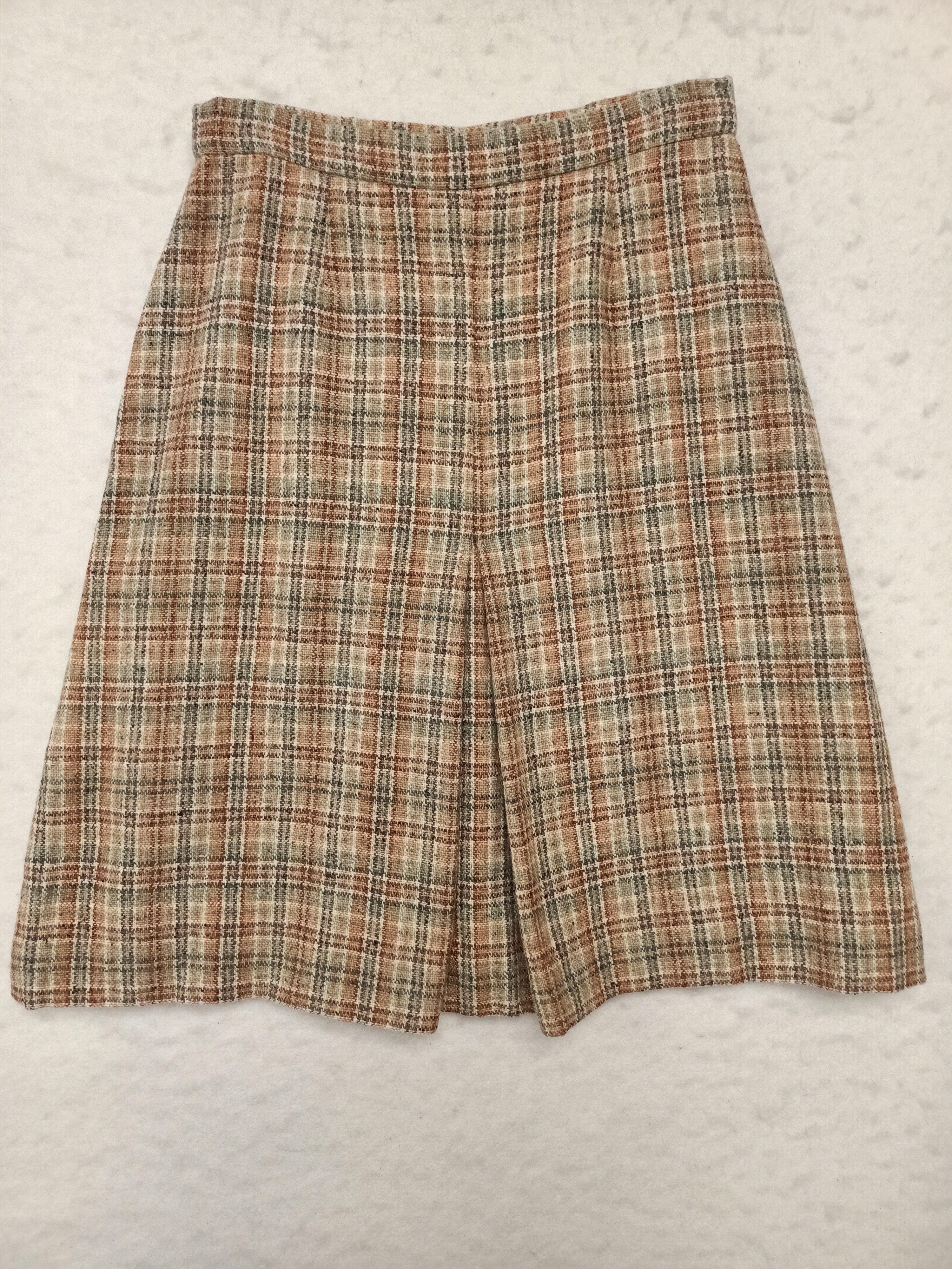 Vintage Cream, Rust & Green Plaid Skirt
