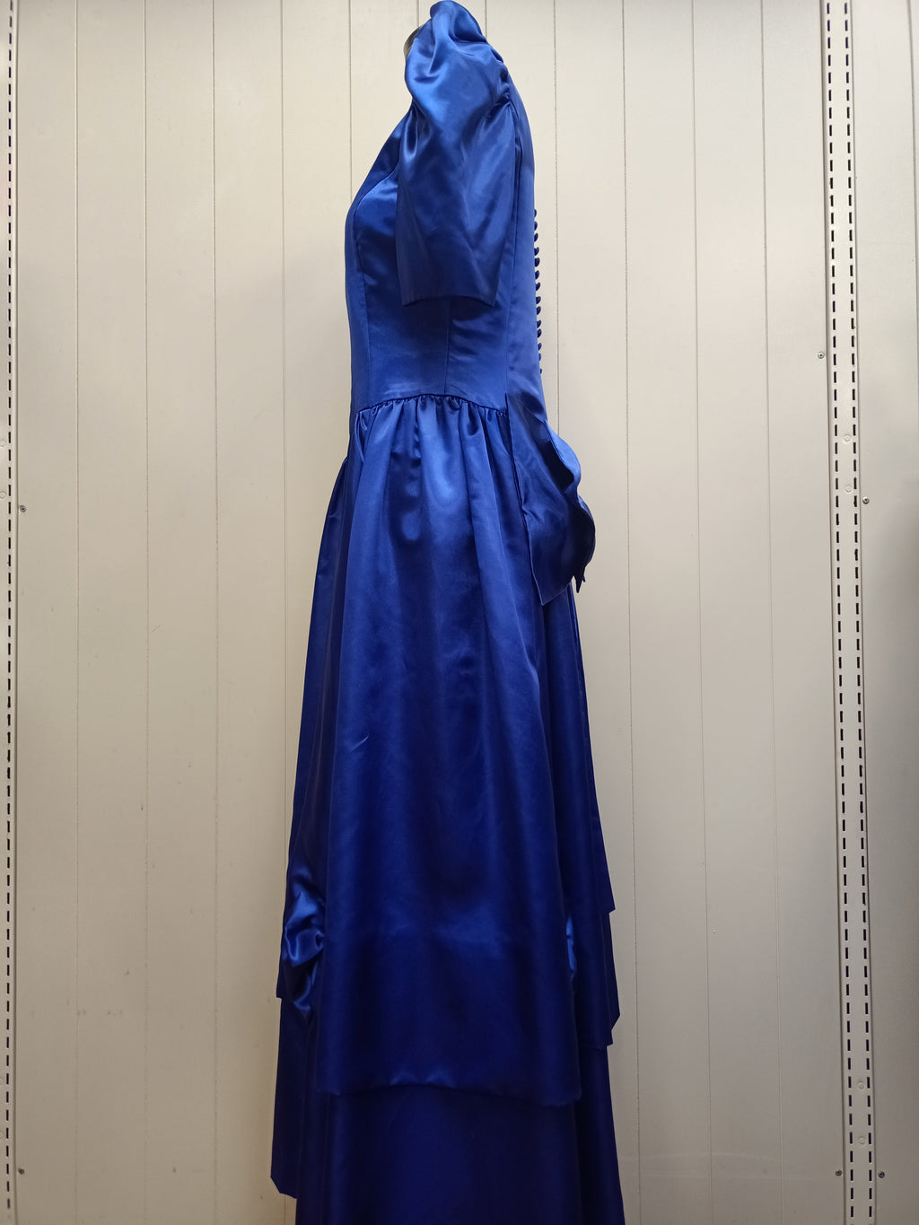 Vintage Blue Satin Puff Dress