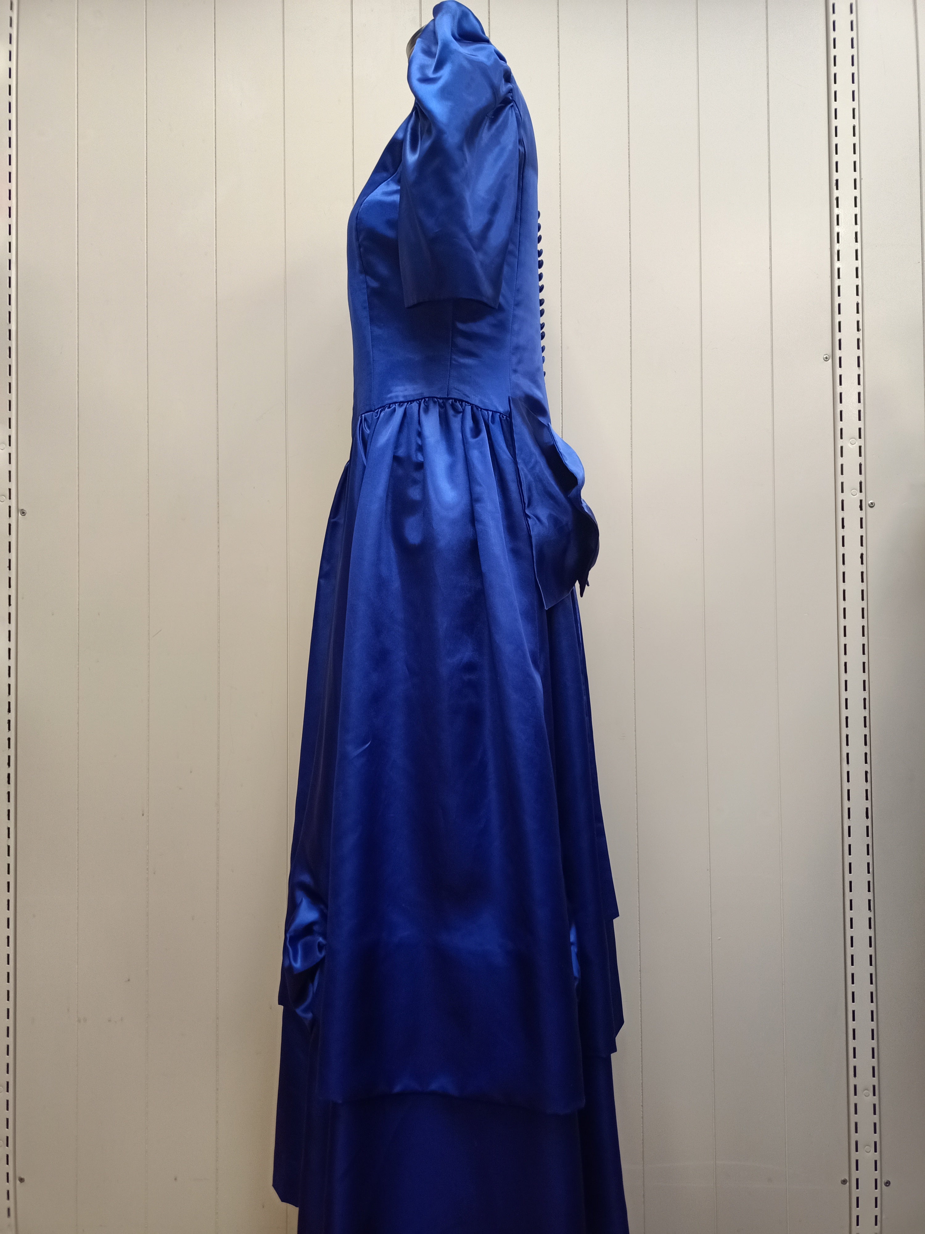 Vintage Blue Satin Puff Dress