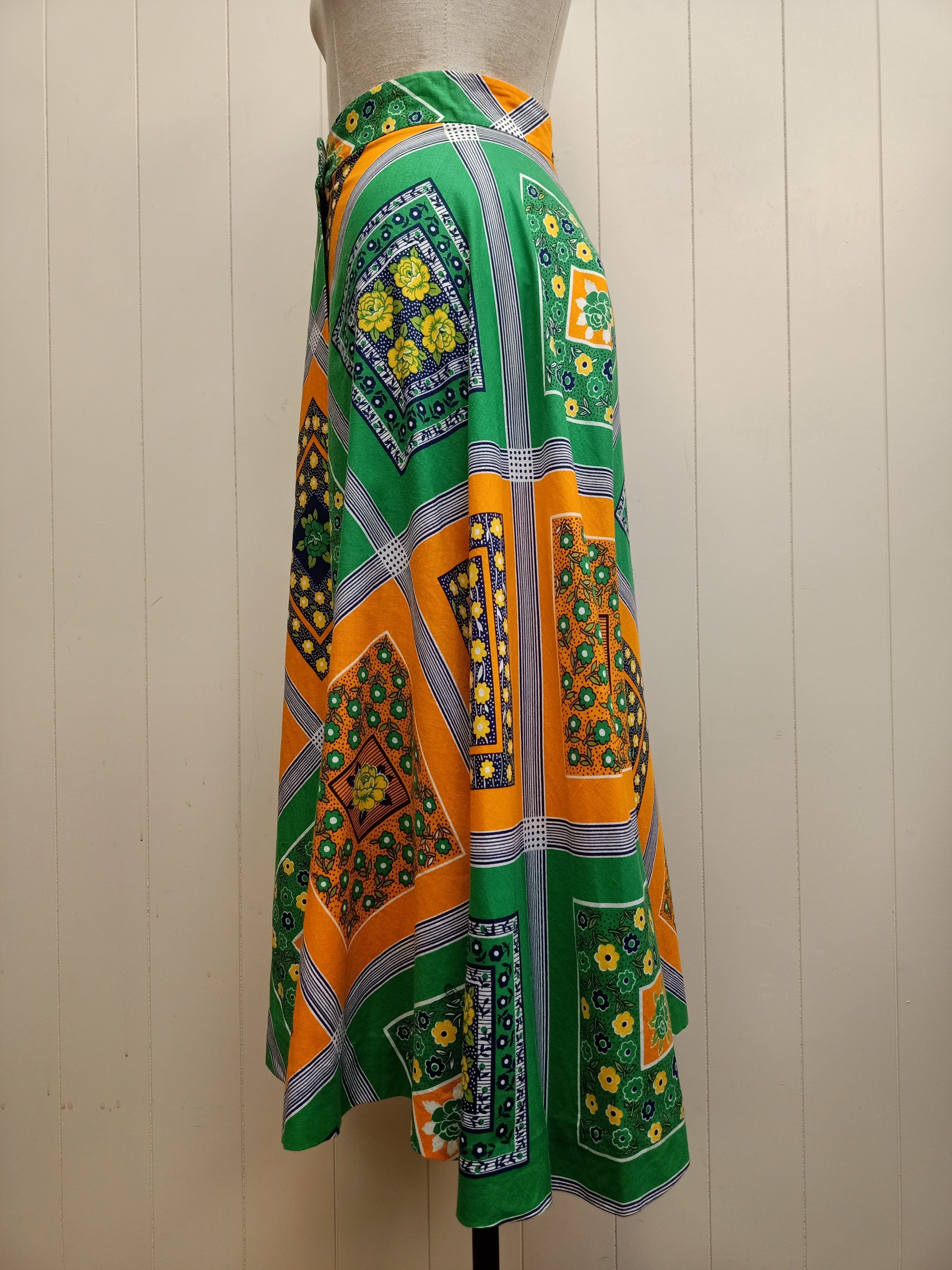 Vintage Cobor Gowns Panel Print Skirt
