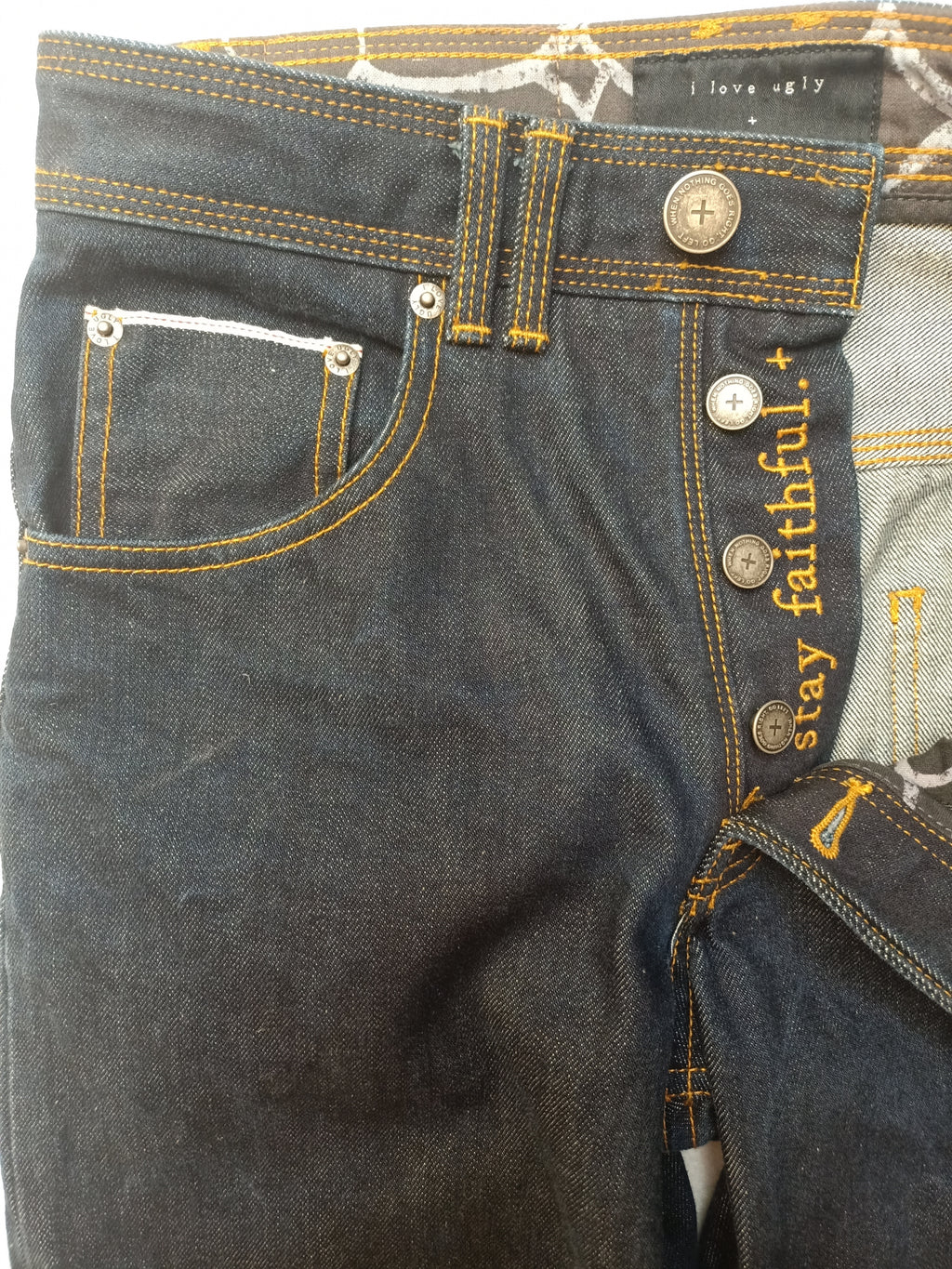 I Love Ugly Button Fly Jeans