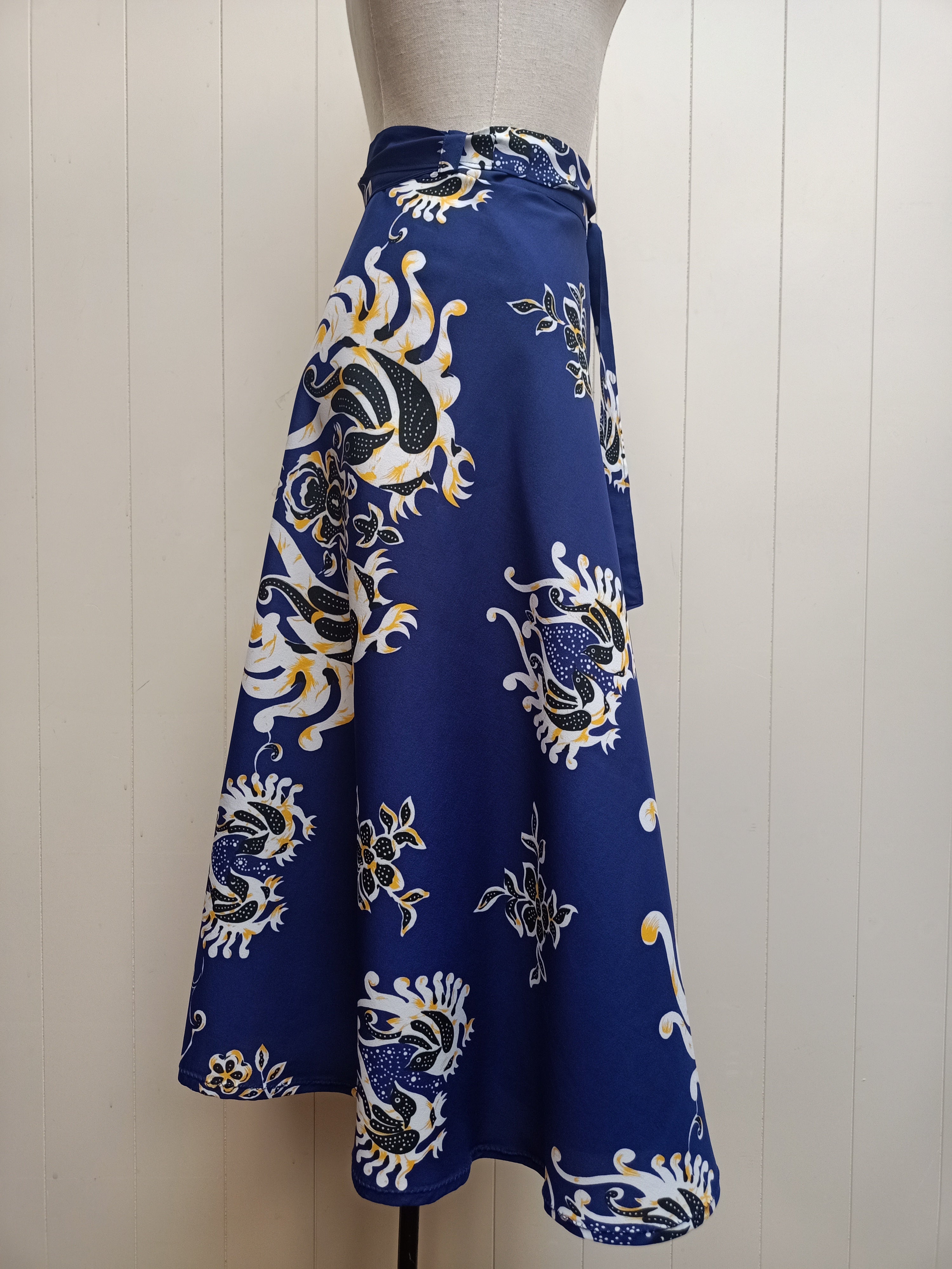 Vintage Bird & Floral Wrap Skirt